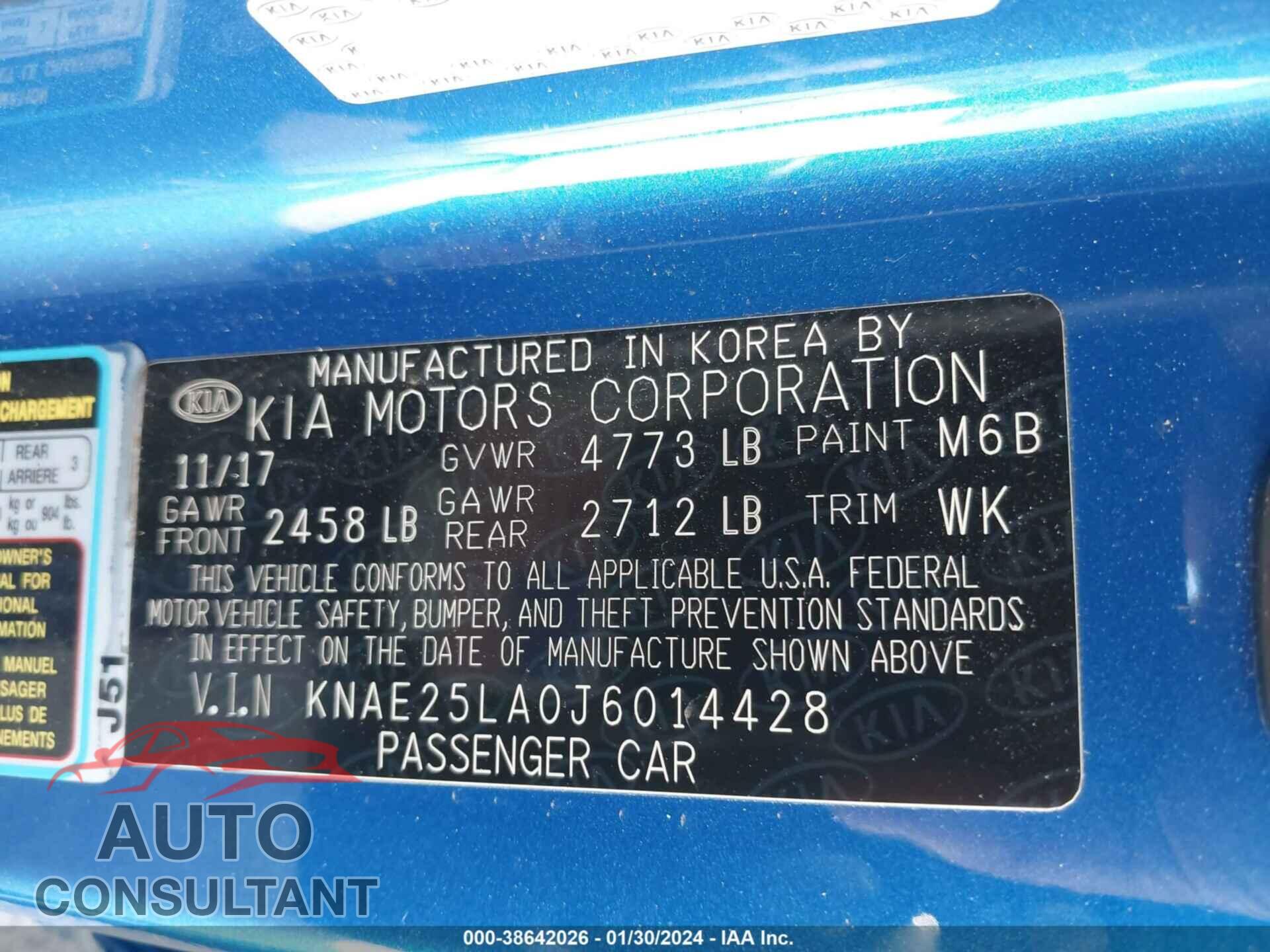 KIA STINGER 2018 - KNAE25LA0J6014428