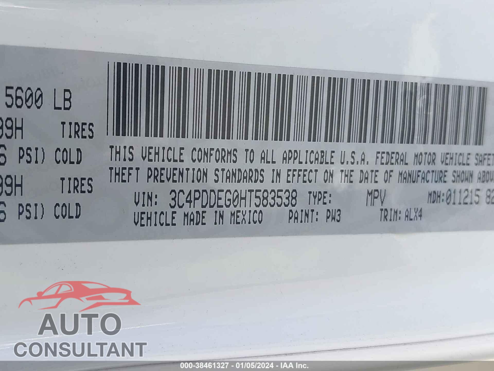 DODGE JOURNEY 2017 - 3C4PDDEG0HT583538