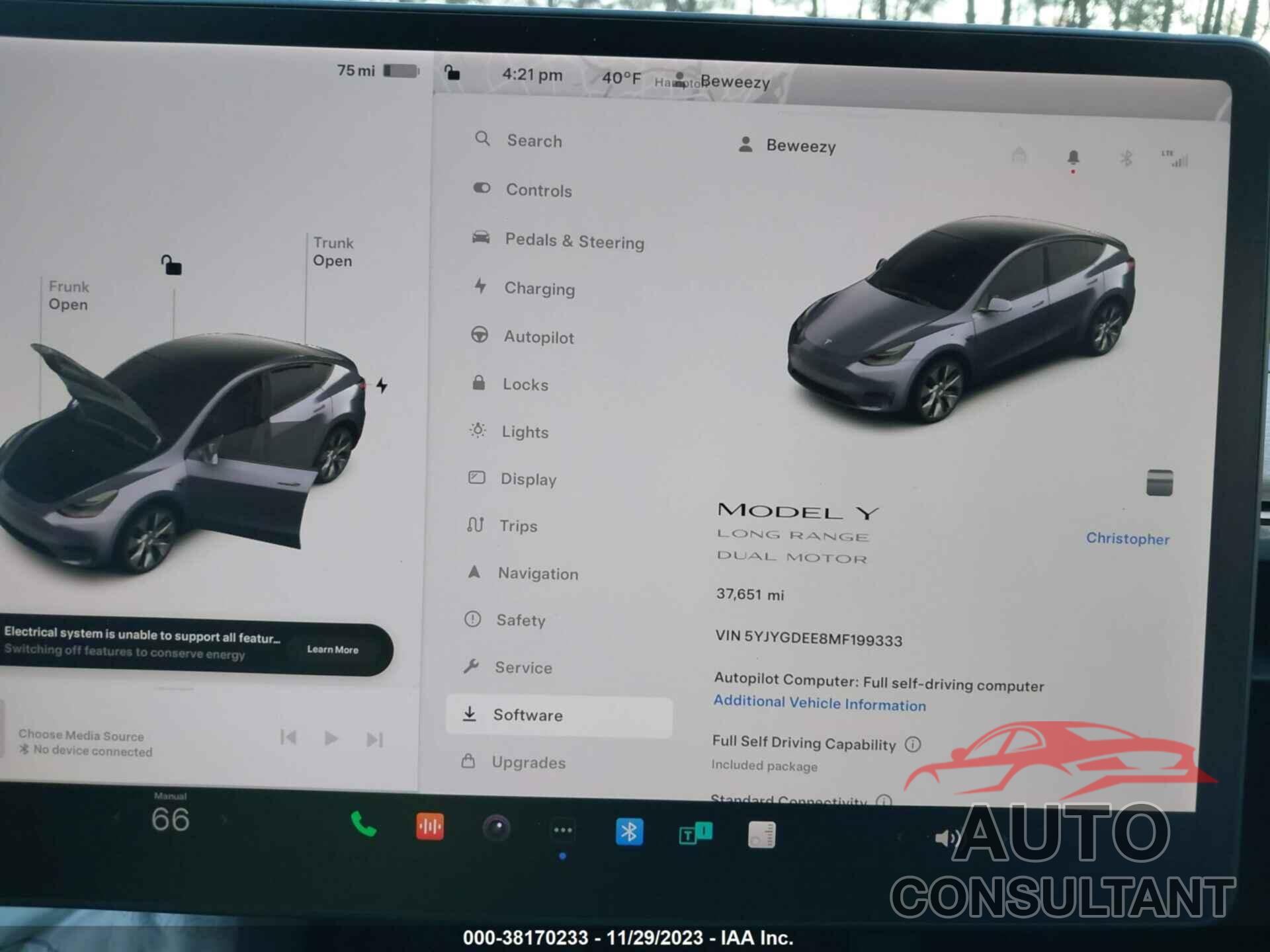 TESLA MODEL Y 2021 - 5YJYGDEE8MF199333