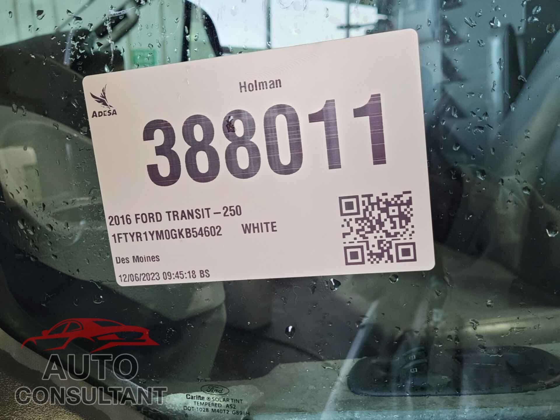 FORD TRANSIT 2016 - 1FTYR1YM0GKB54602