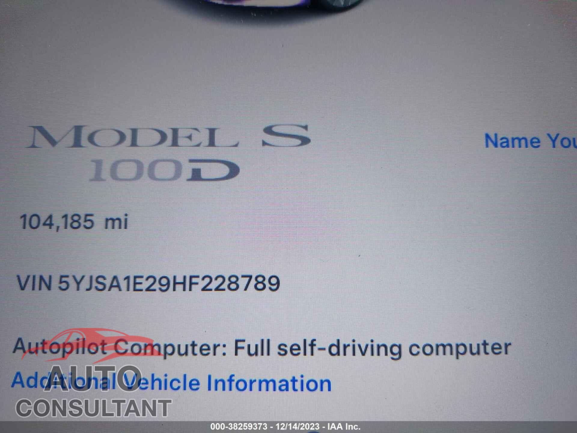 TESLA MODEL S 2017 - 5YJSA1E29HF228789