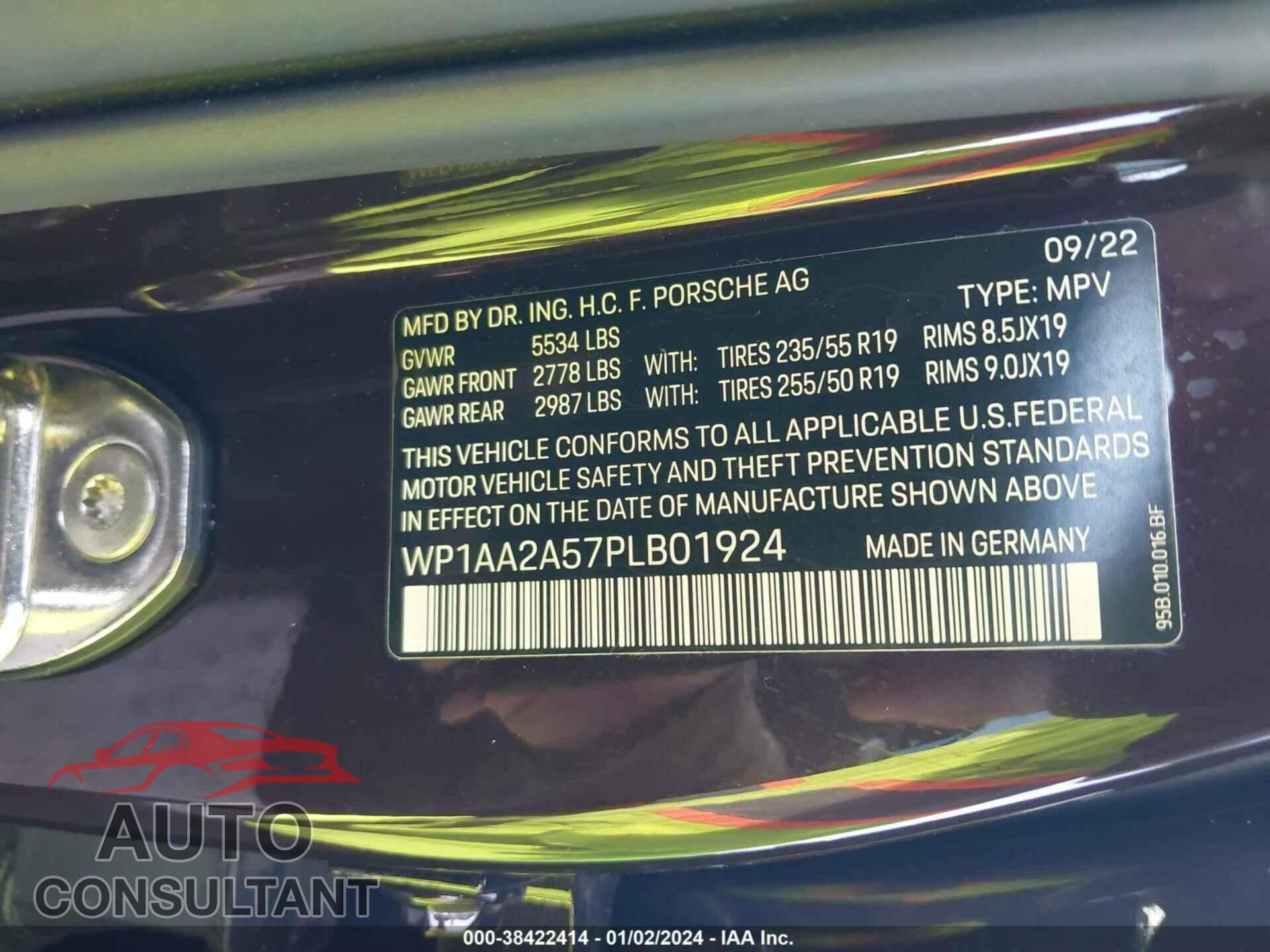 PORSCHE MACAN 2023 - WP1AA2A57PLB01924