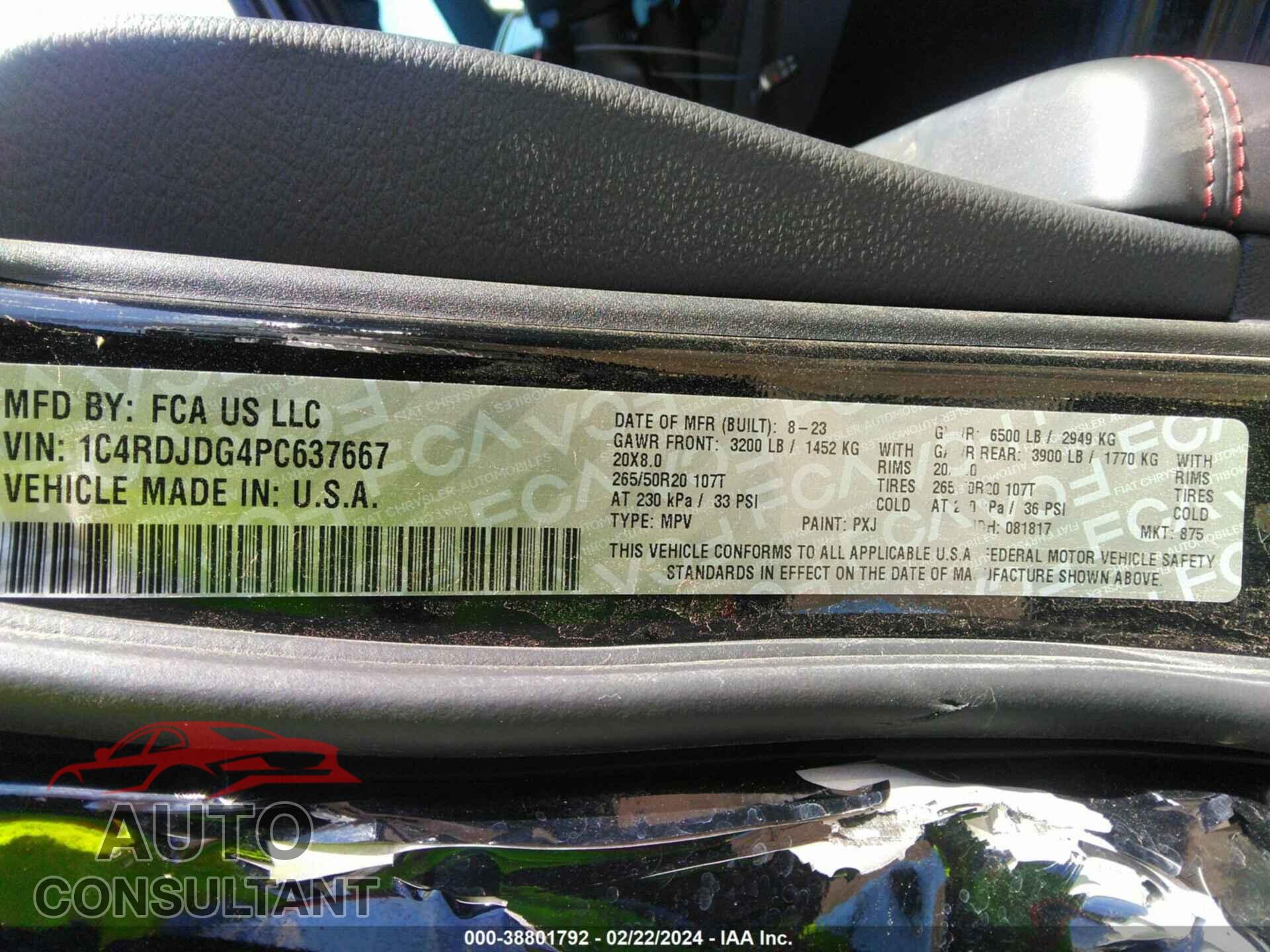 DODGE DURANGO 2023 - 1C4RDJDG4PC637667