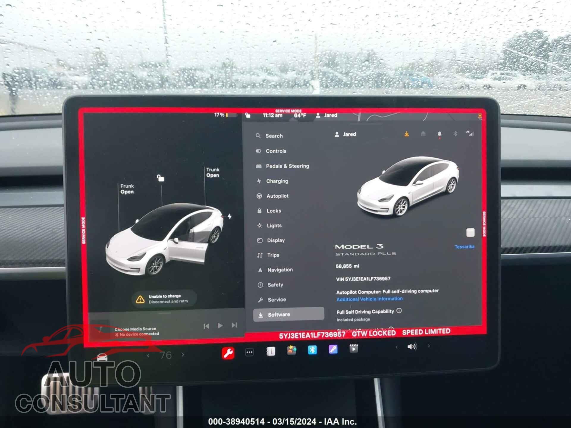 TESLA MODEL 3 2020 - 5YJ3E1EA1LF736957
