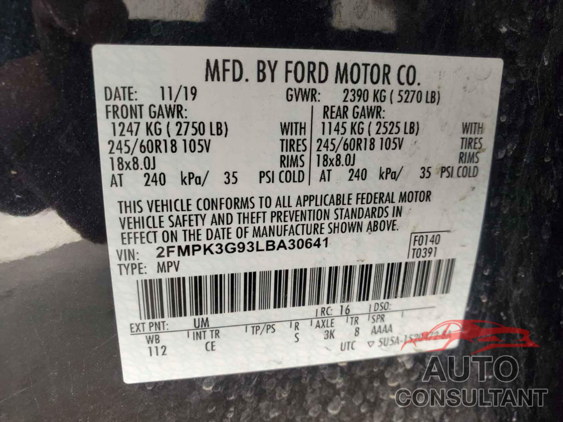 FORD EDGE 2020 - 2FMPK3G93LBA30641