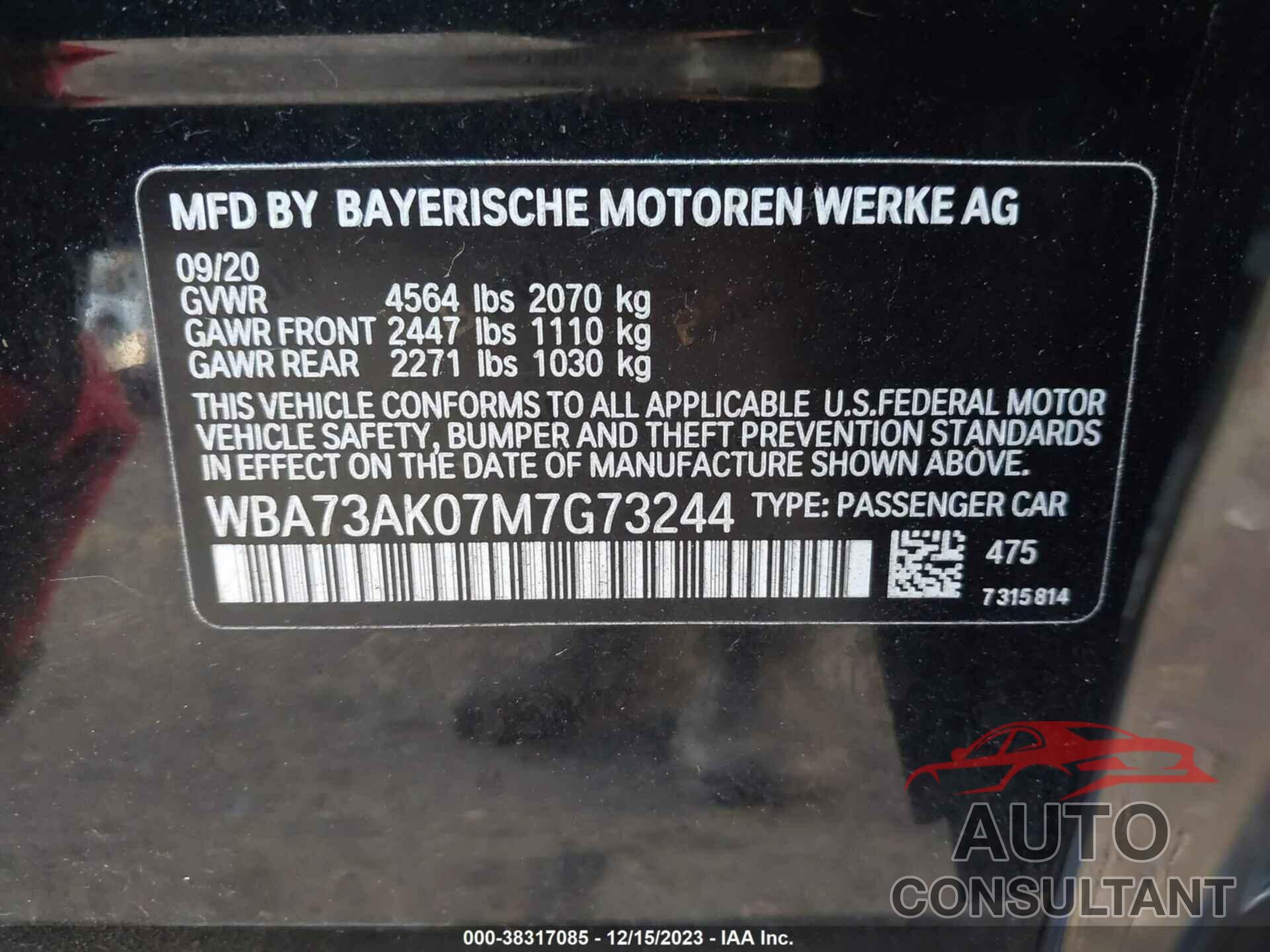 BMW 228I GRAN COUPE 2021 - WBA73AK07M7G73244