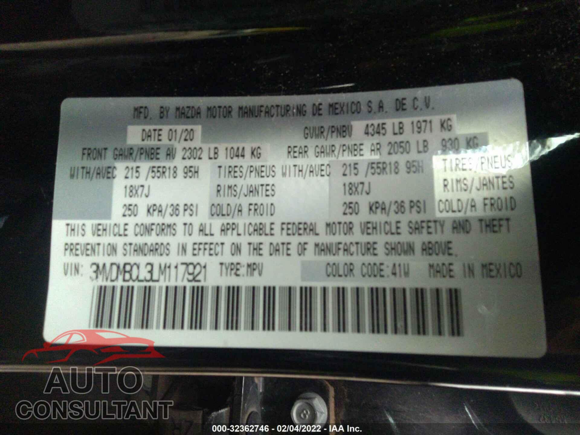 MAZDA CX-30 2020 - 3MVDMBCL3LM117921