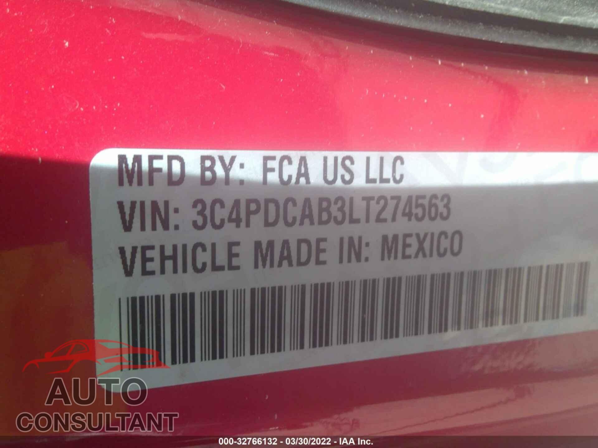DODGE JOURNEY 2020 - 3C4PDCAB3LT274563