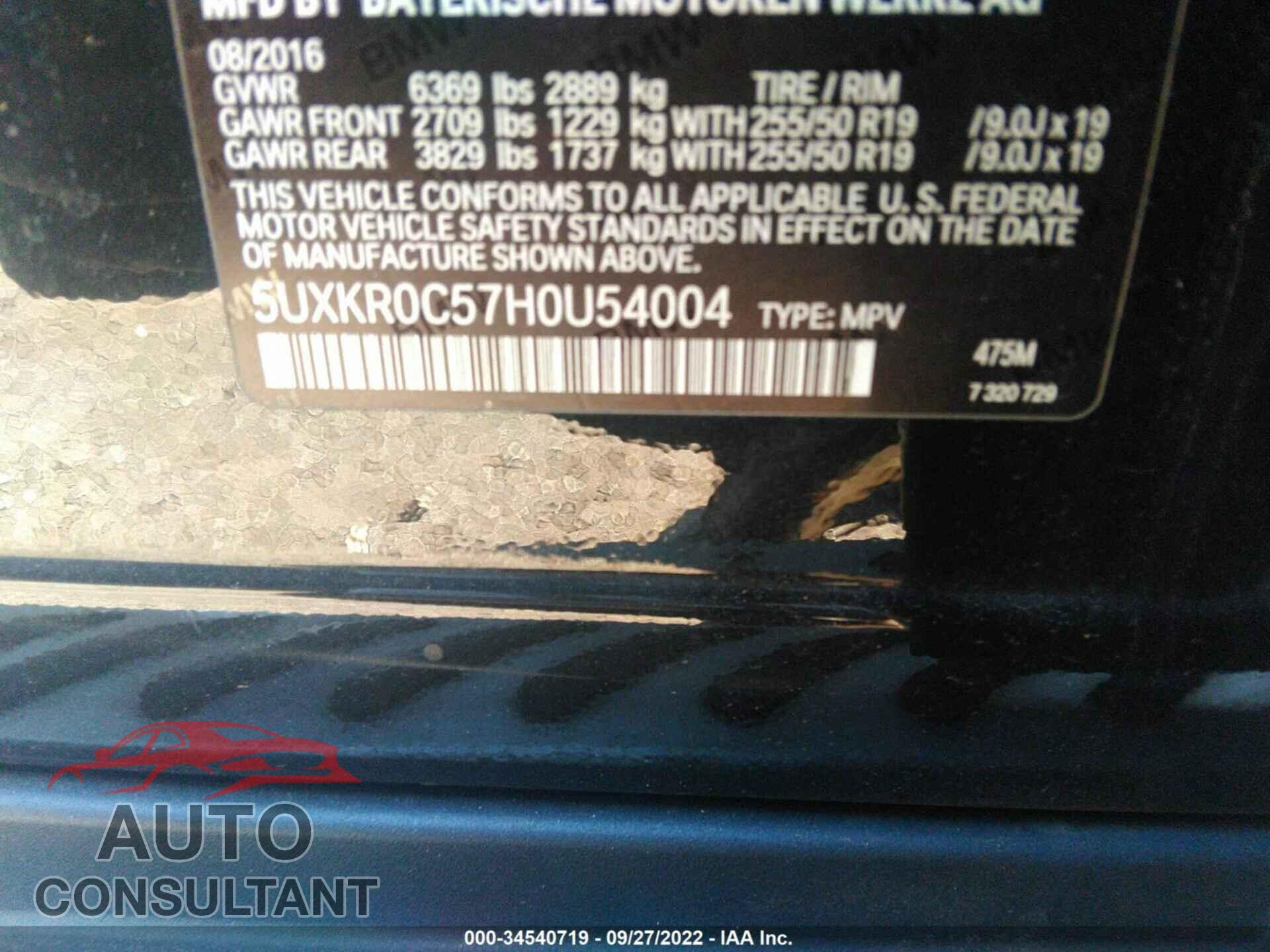 BMW X5 2017 - 5UXKR0C57H0U54004