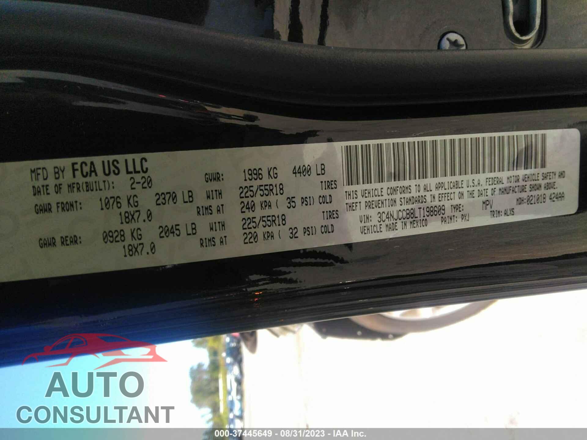 JEEP COMPASS 2020 - 3C4NJCCB8LT198609