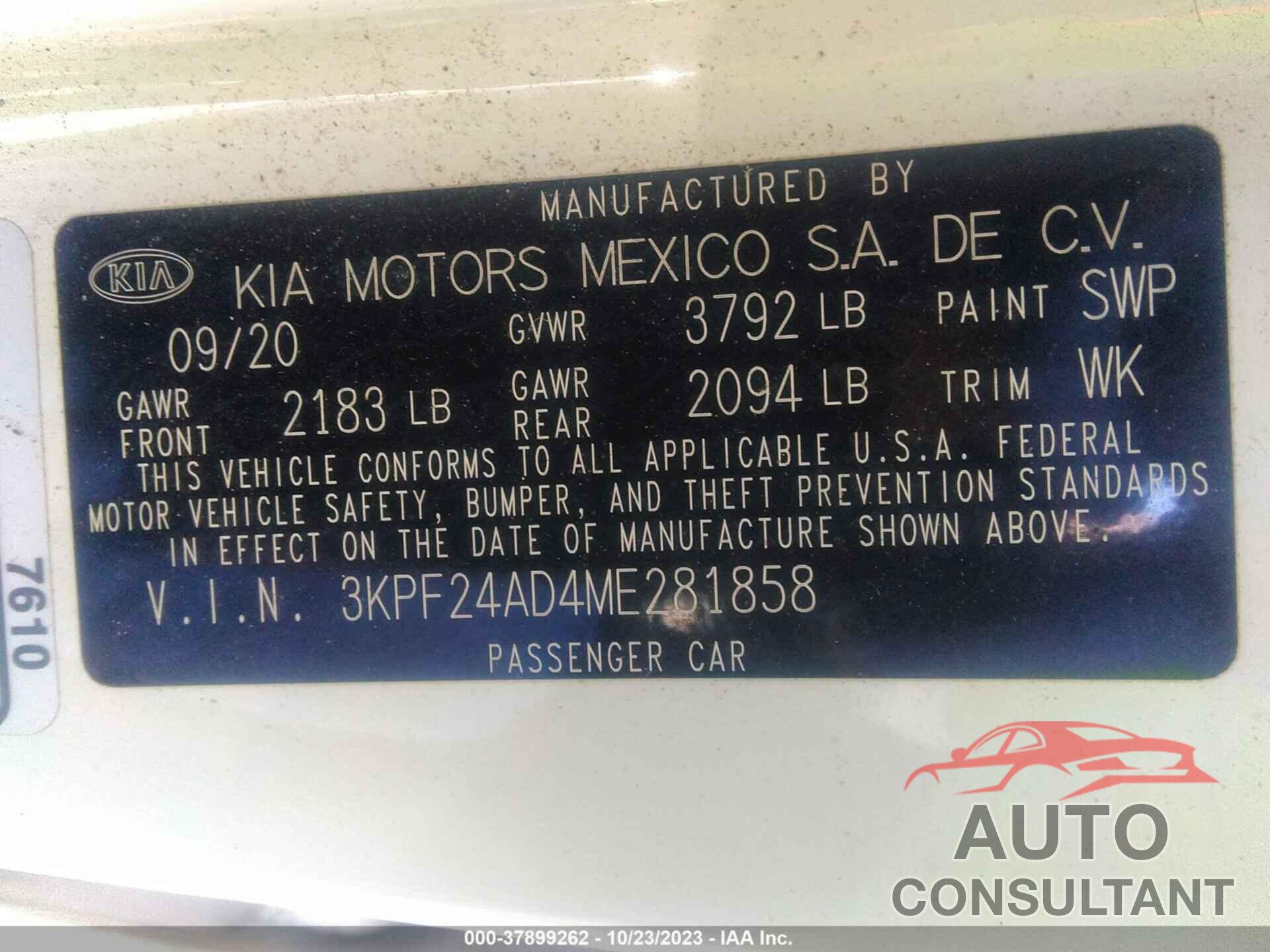 KIA FORTE 2021 - 3KPF24AD4ME281858