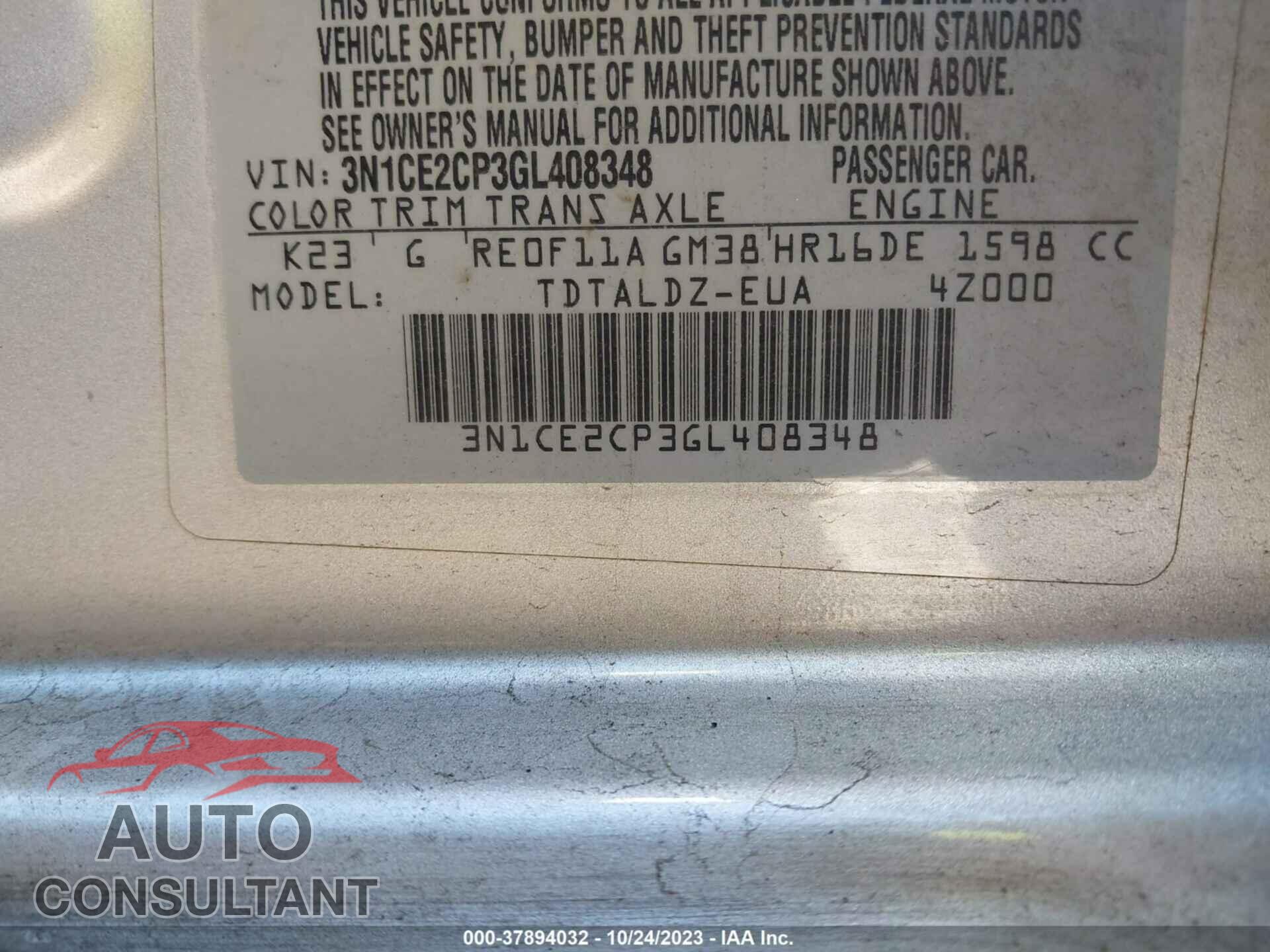 NISSAN VERSA NOTE 2016 - 3N1CE2CP3GL408348