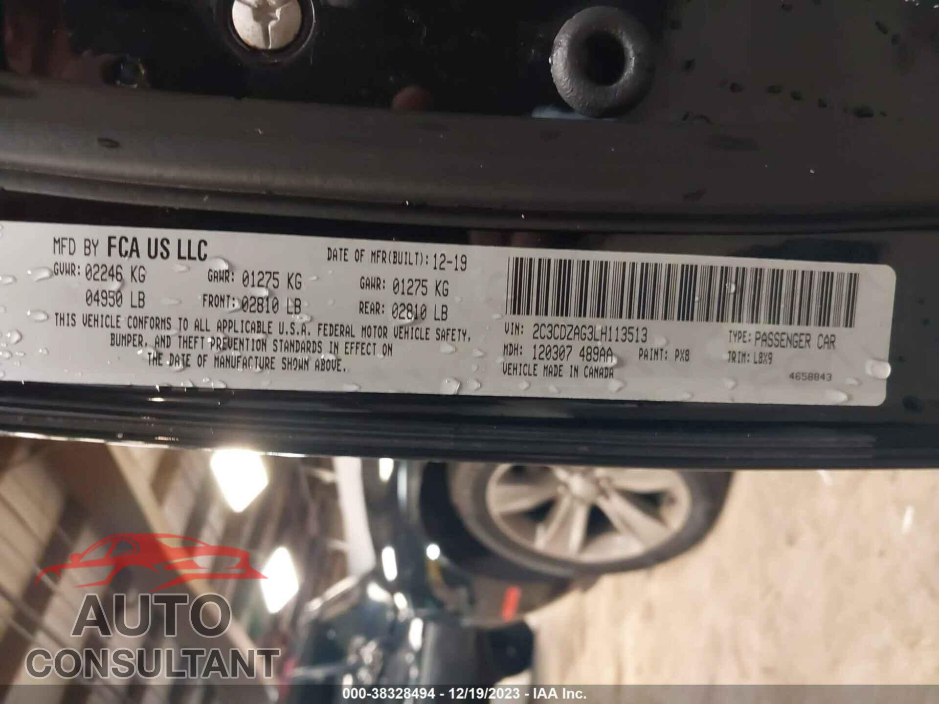 DODGE CHALLENGER 2020 - 2C3CDZAG3LH113513