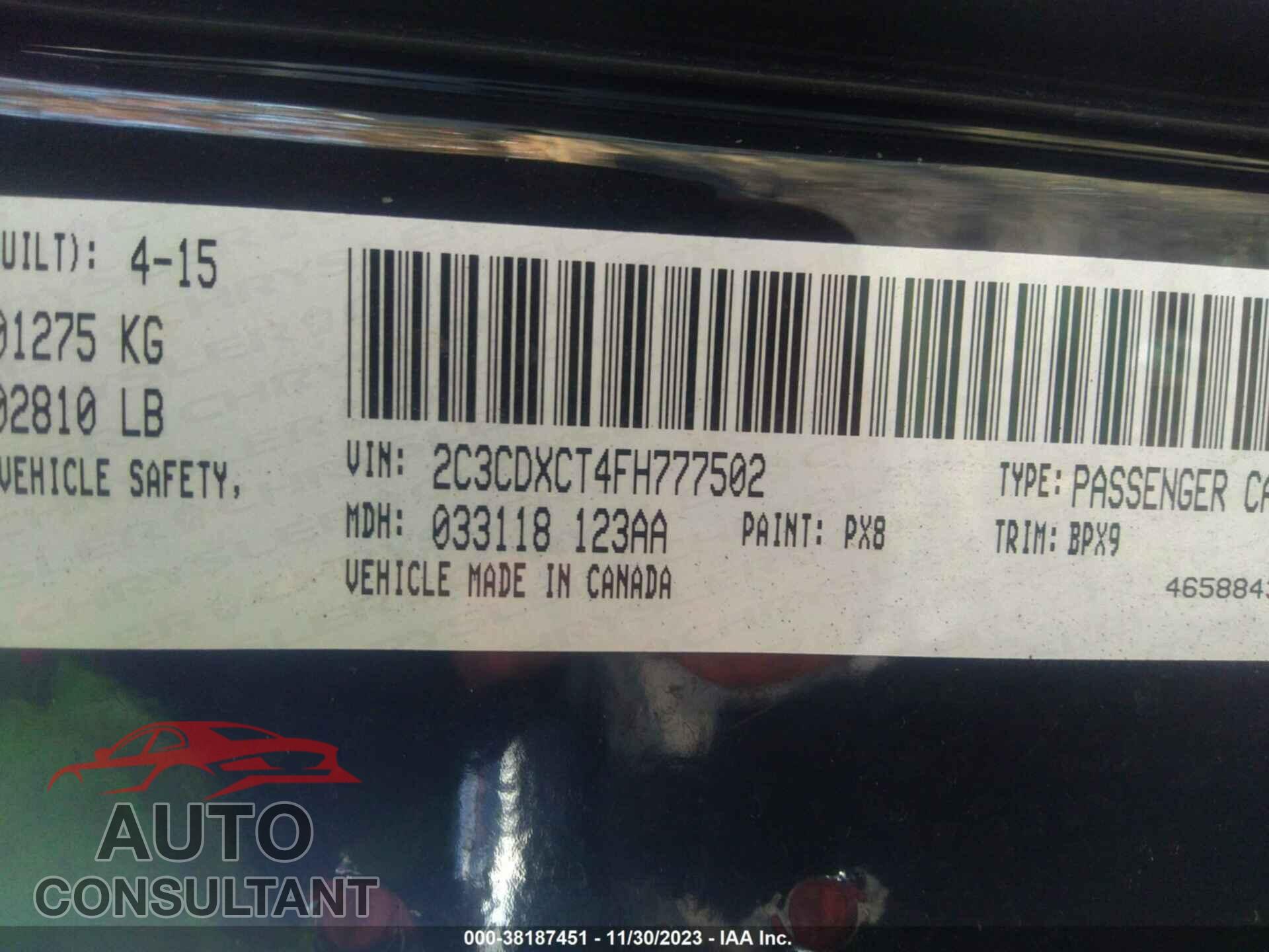 DODGE CHARGER 2017 - 2C3CDXJG6HH644975