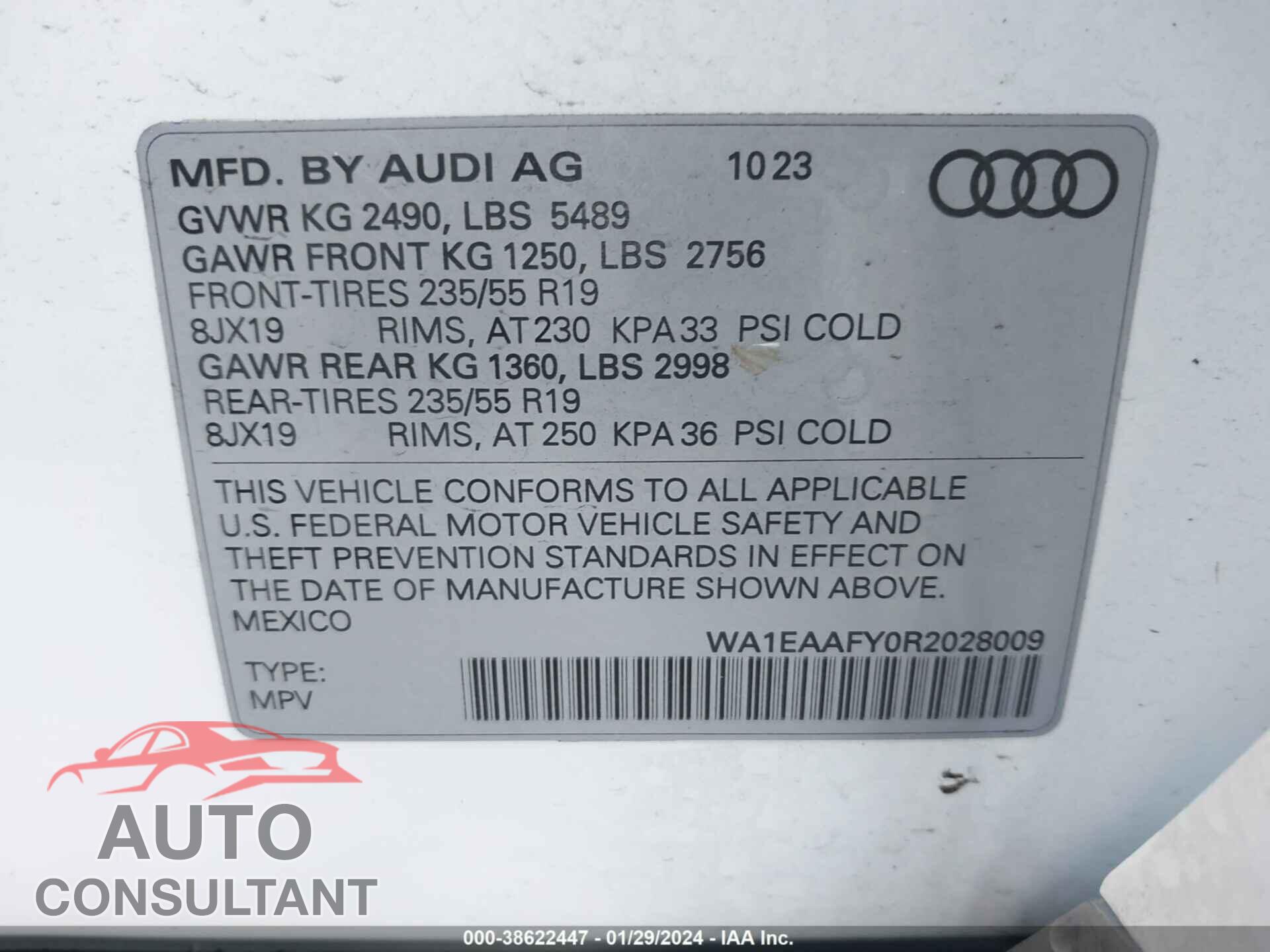AUDI Q5 2024 - WA1EAAFY0R2028009