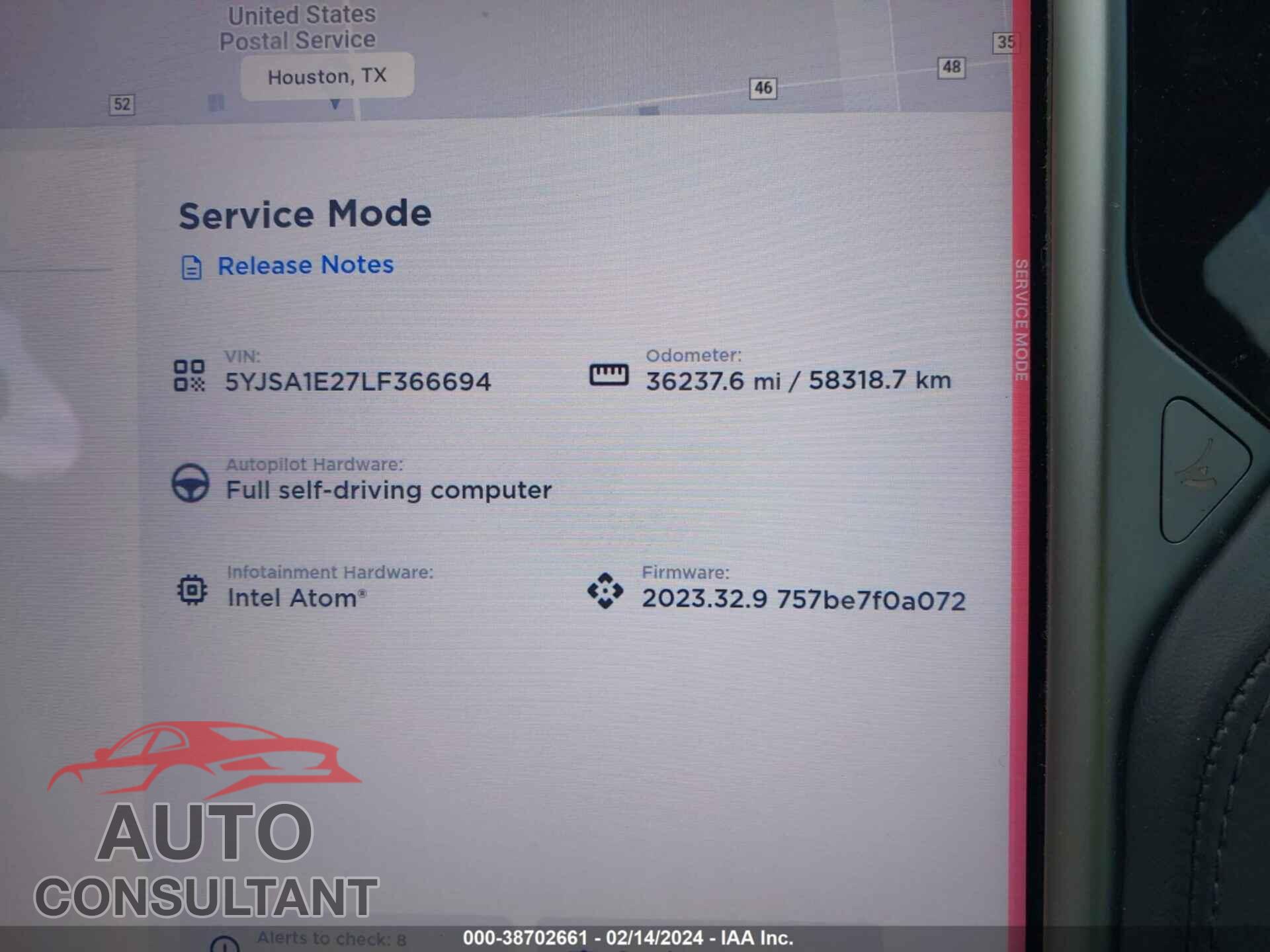 TESLA MODEL S 2020 - 5YJSA1E27LF366694