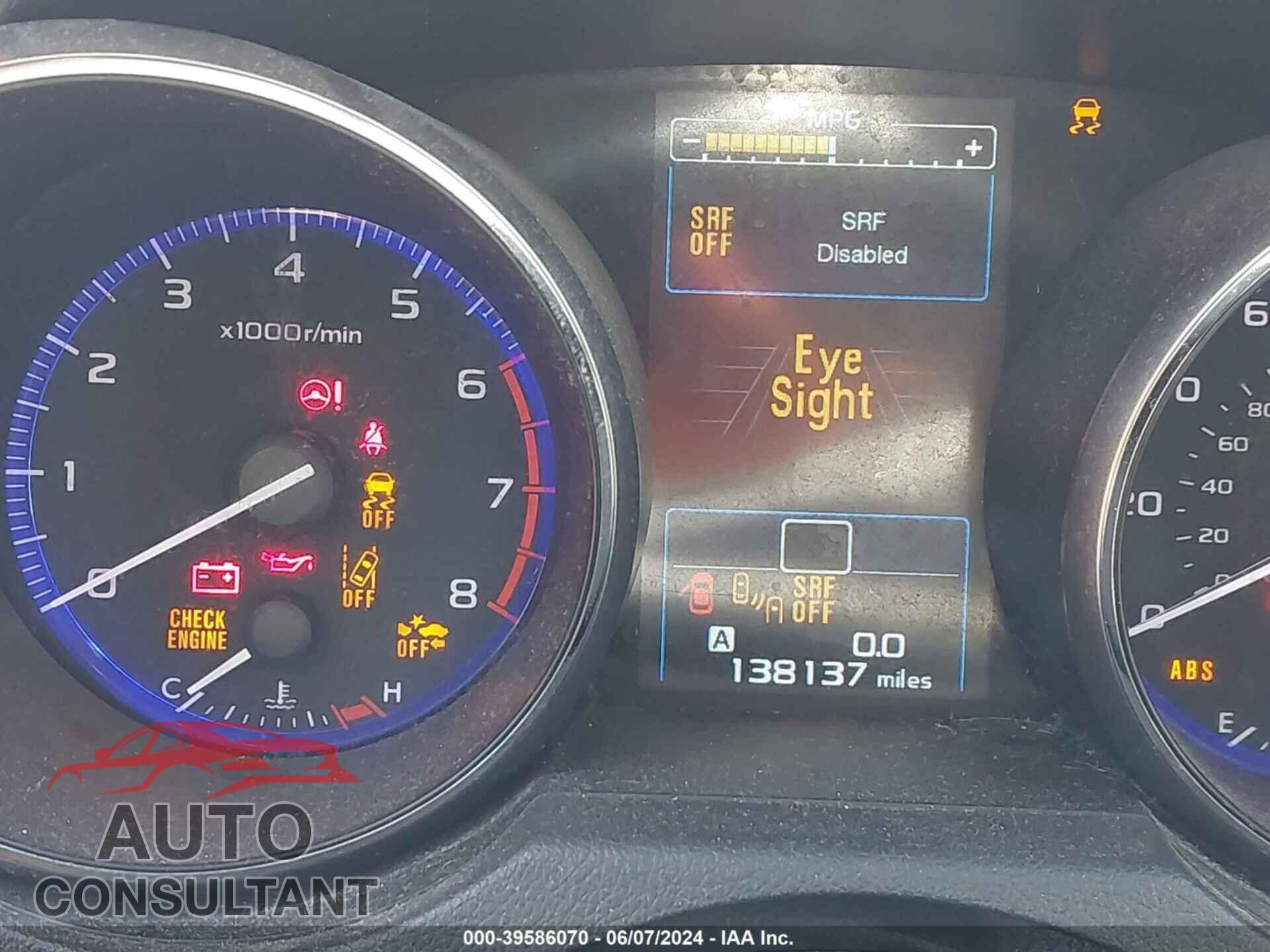 SUBARU OUTBACK 2016 - 4S4BSBNC0G3295199
