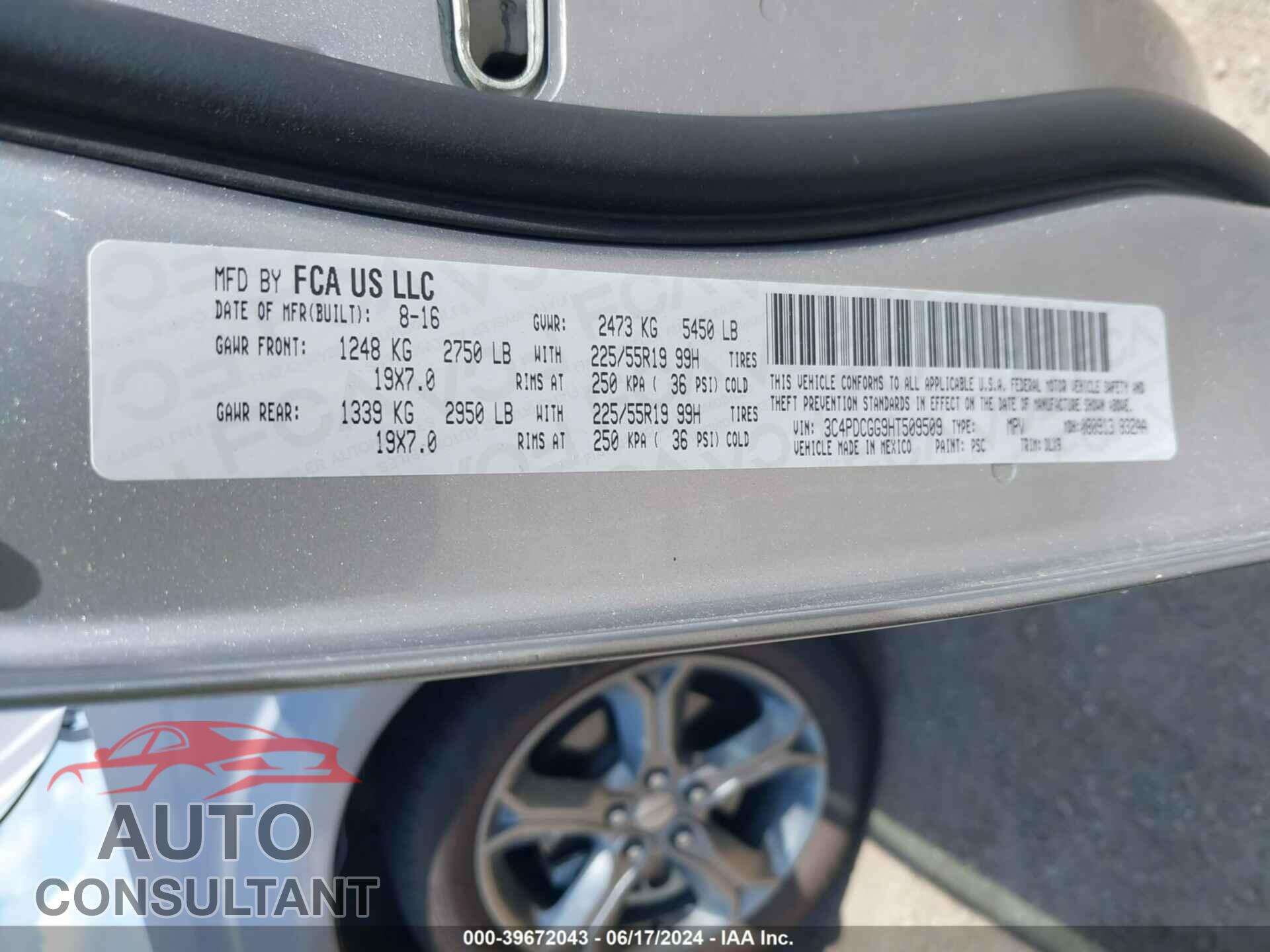 DODGE JOURNEY 2017 - 3C4PDCGG9HT509509