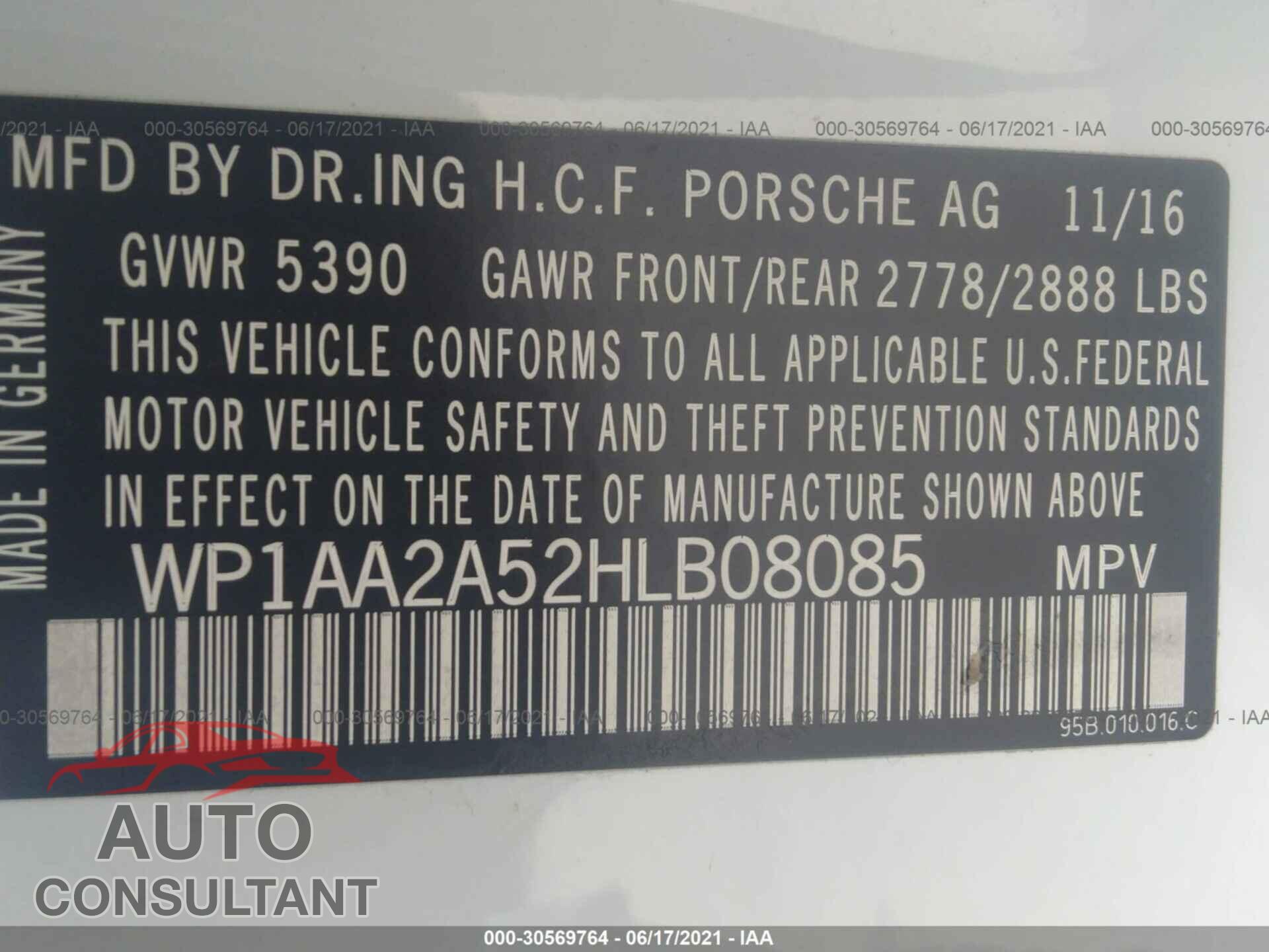 PORSCHE MACAN 2017 - WP1AA2A52HLB08085