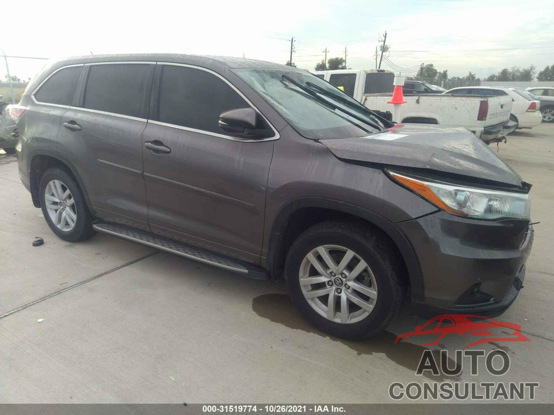 TOYOTA HIGHLANDER 2016 - 5TDZKRFH3GS144975