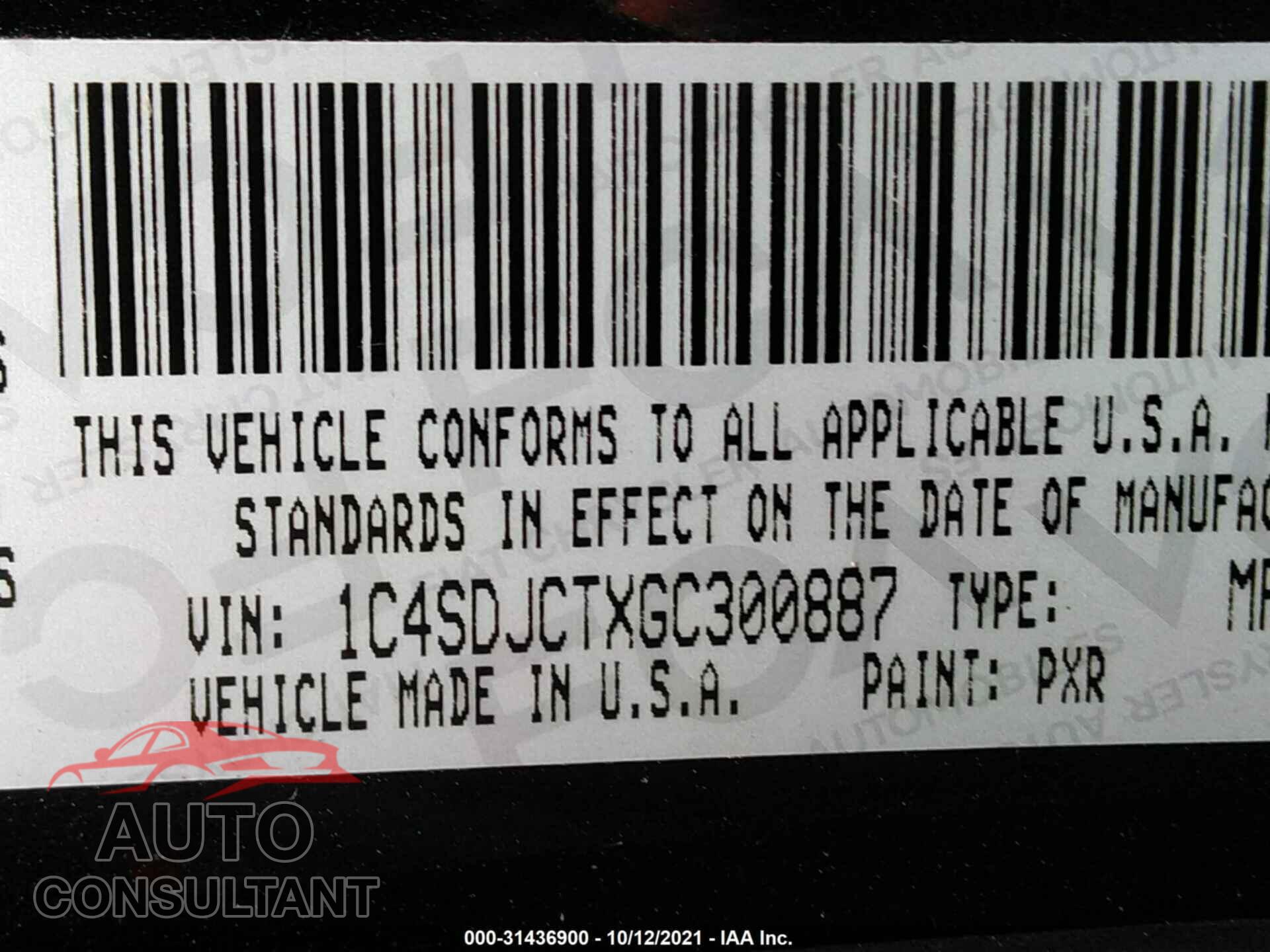 DODGE DURANGO 2016 - 1C4SDJCTXGC300887