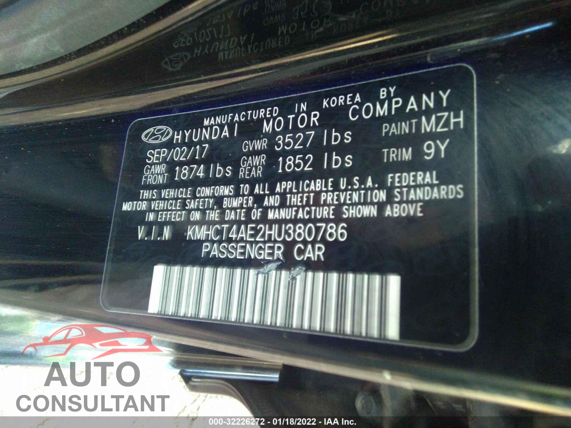 HYUNDAI ACCENT 2017 - KMHCT4AE2HU380786