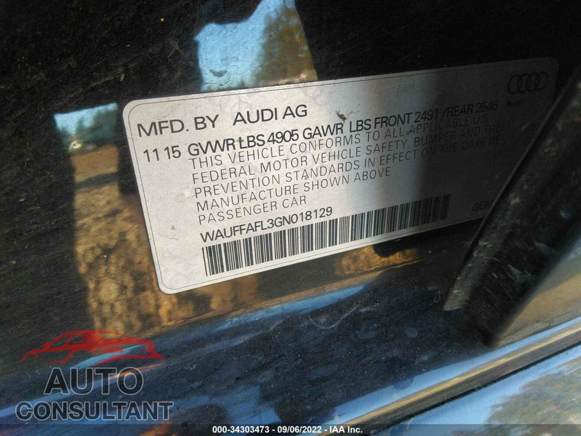 AUDI A4 2016 - WAUFFAFL3GN018129