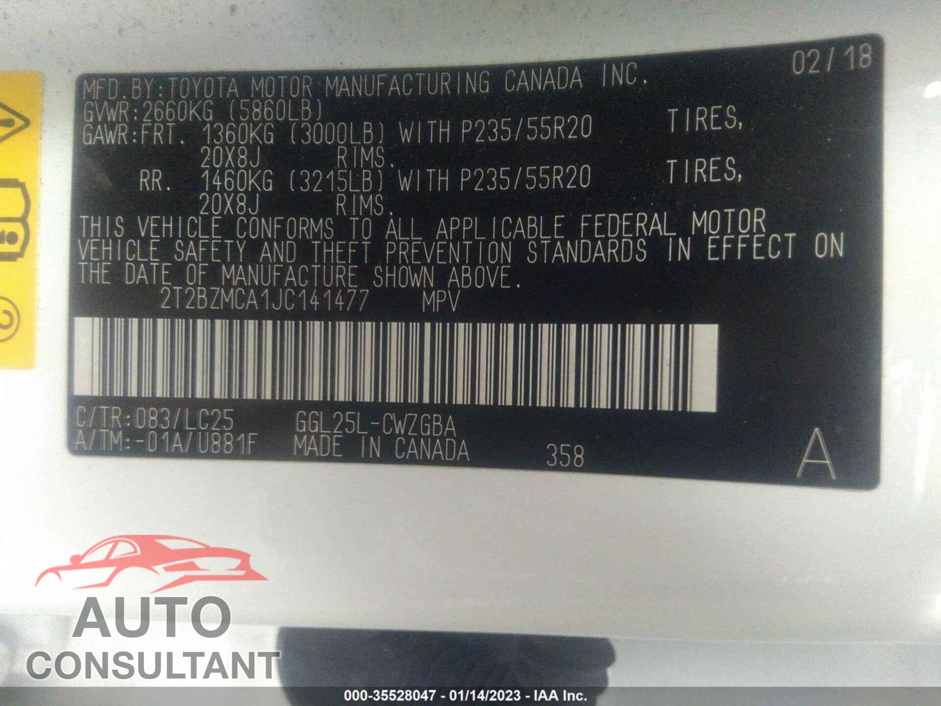 LEXUS RX 2018 - 2T2BZMCA1JC141477