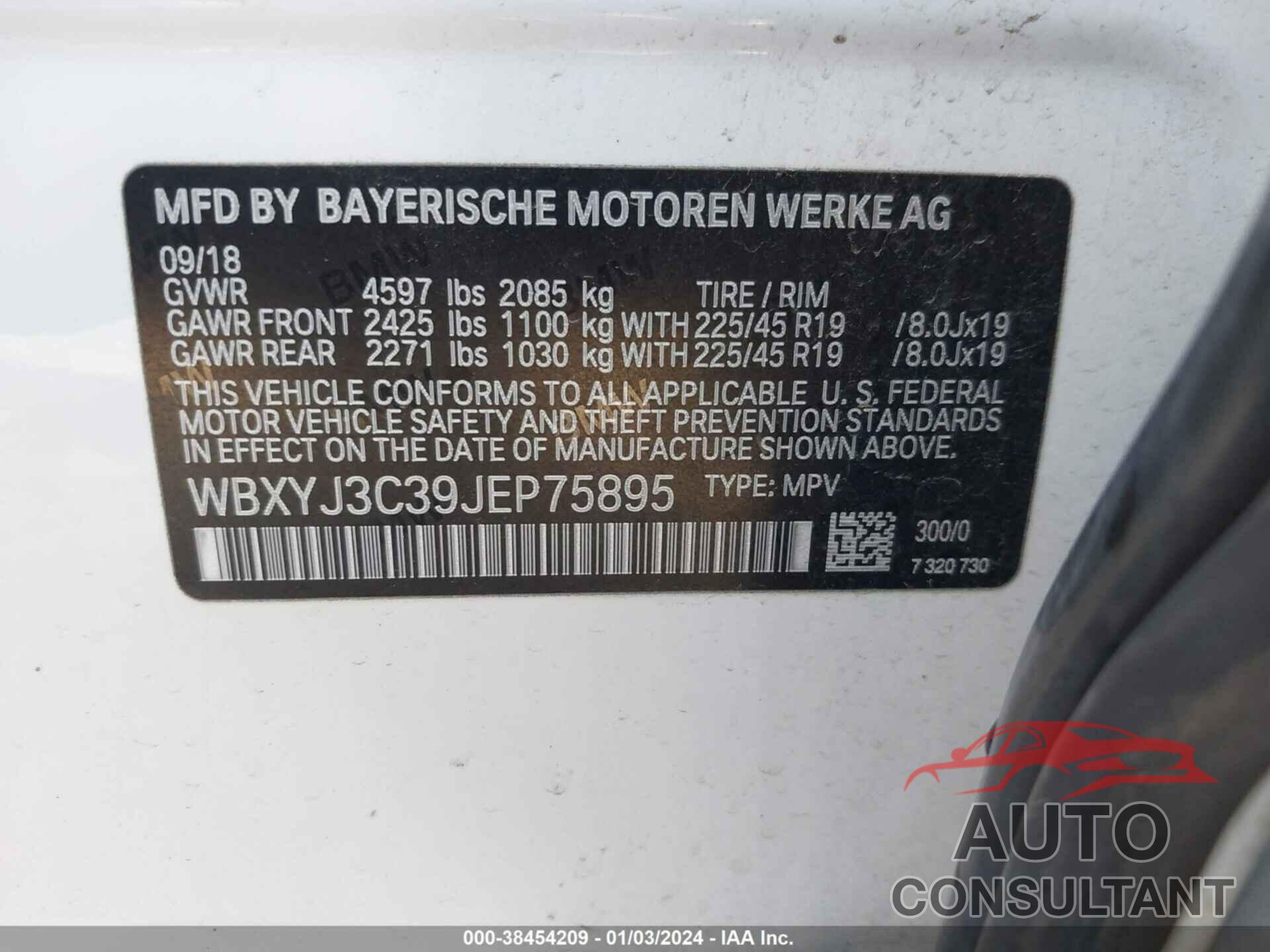 BMW X2 2018 - WBXYJ3C39JEP75895