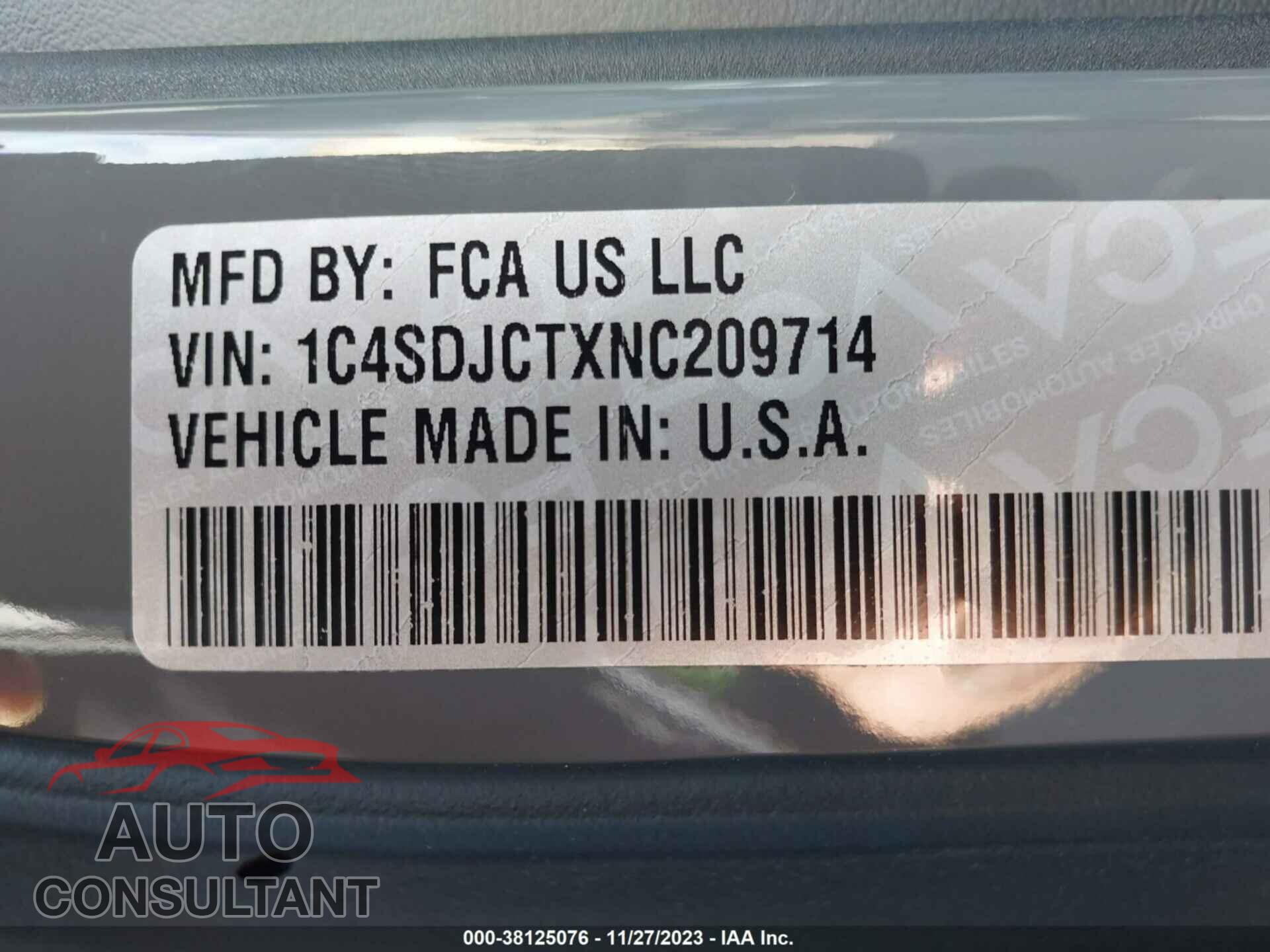 DODGE DURANGO 2022 - 1C4SDJCTXNC209714