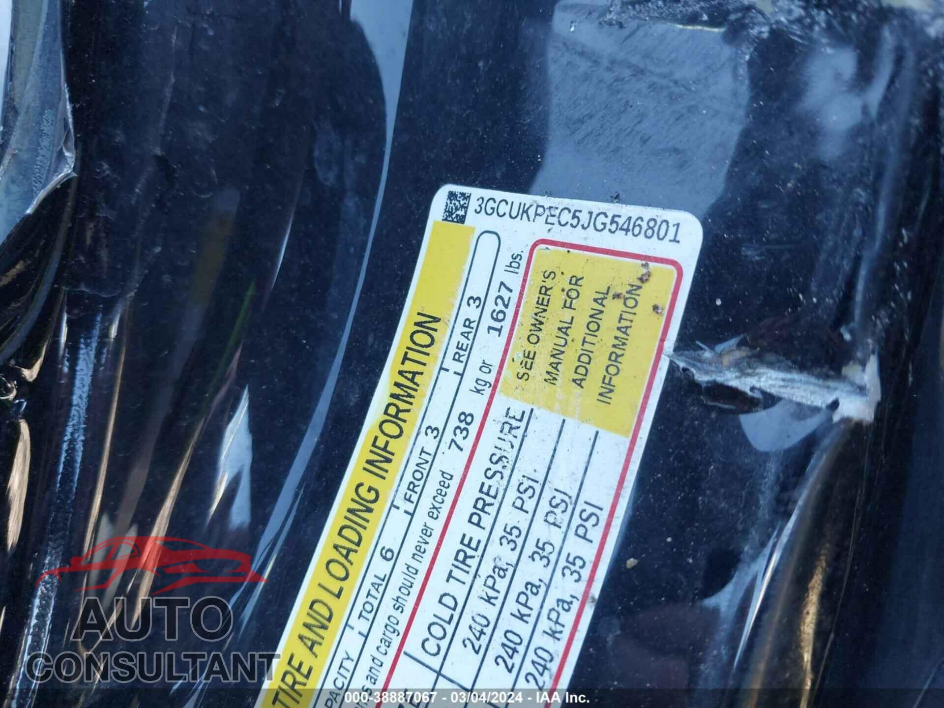 CHEVROLET SILVERADO 2018 - 3GCUKPEC5JG546801