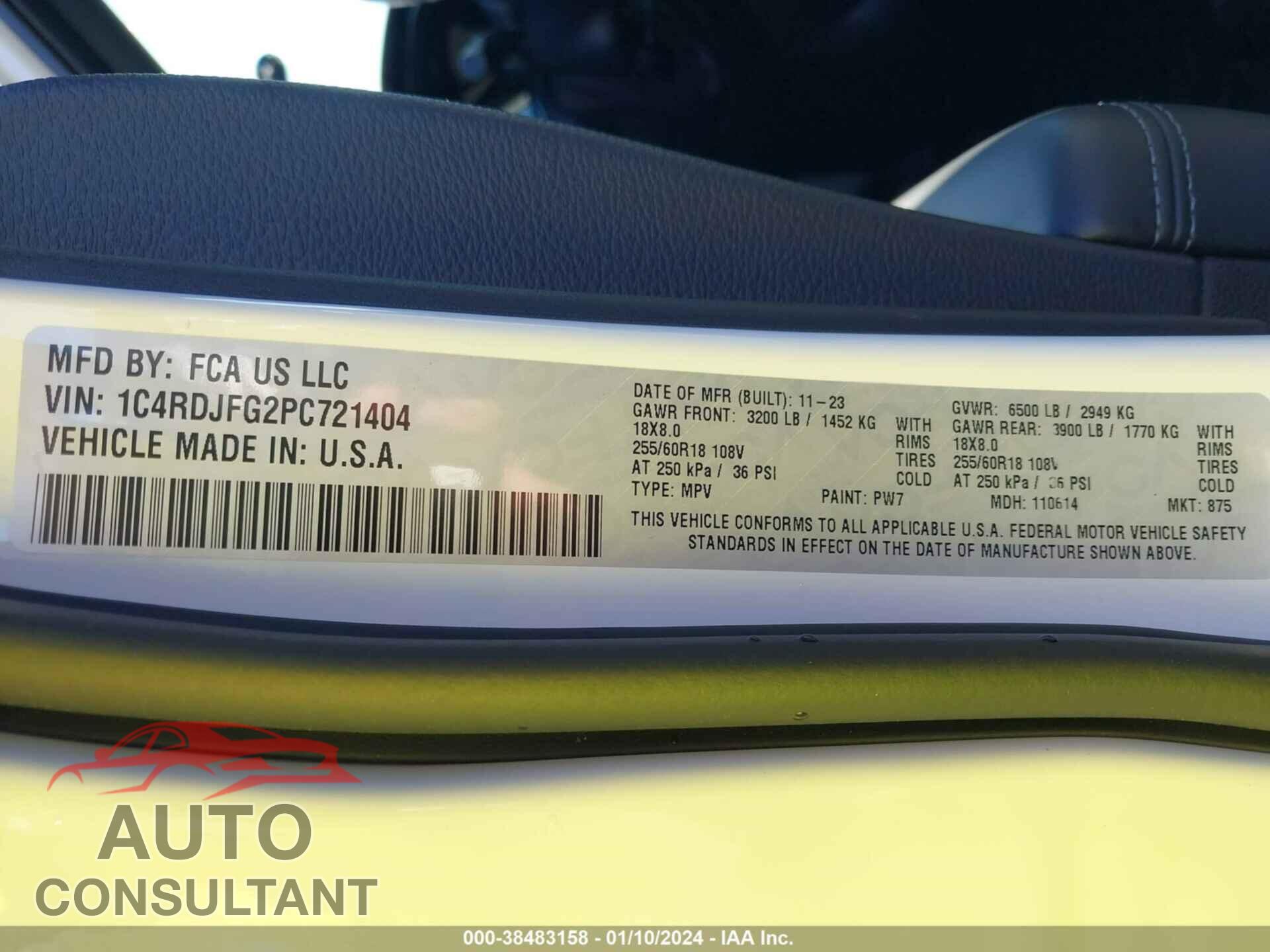 DODGE DURANGO 2023 - 1C4RDJFG2PC721404