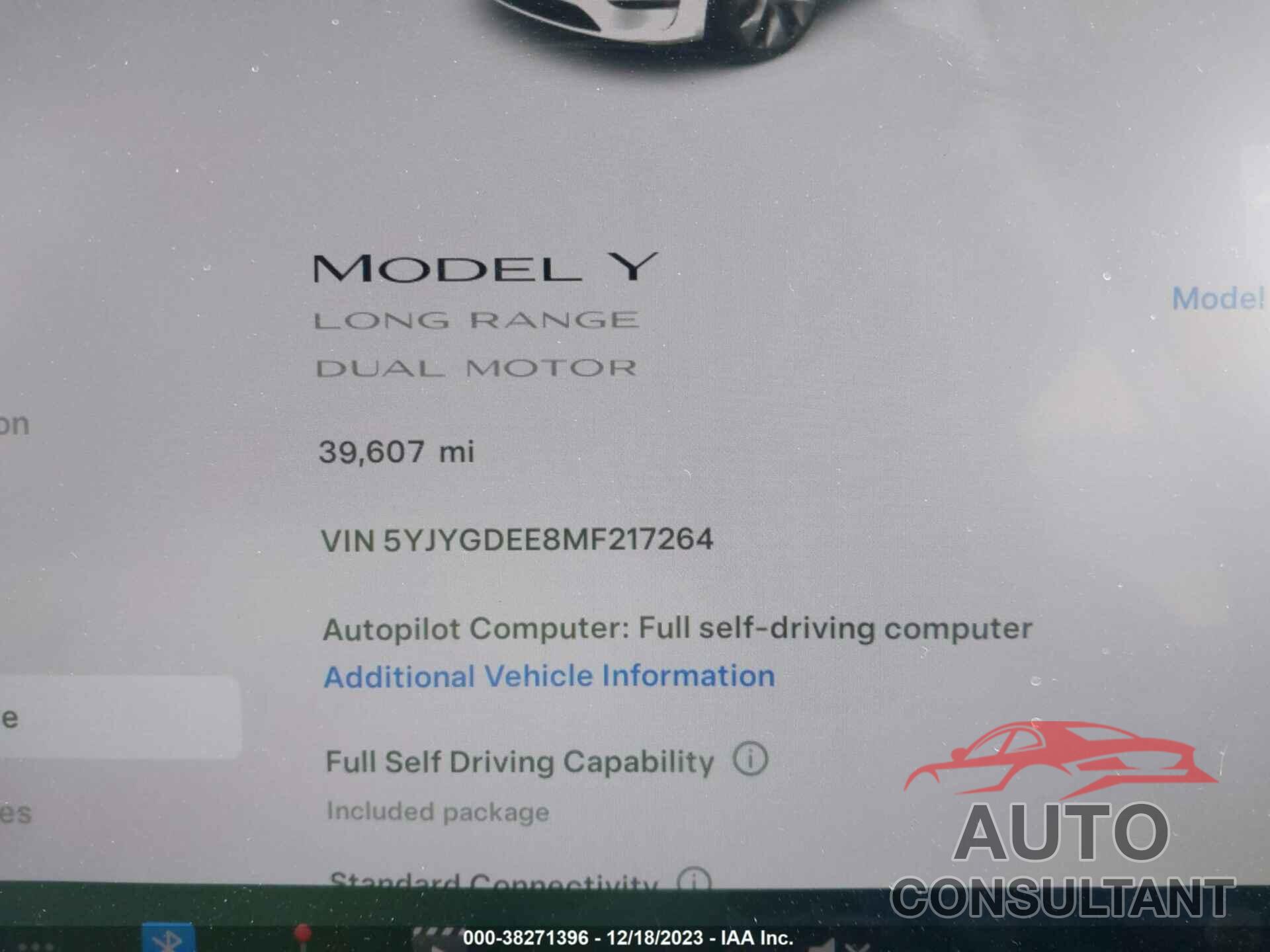 TESLA MODEL Y 2021 - 5YJYGDEE8MF217264