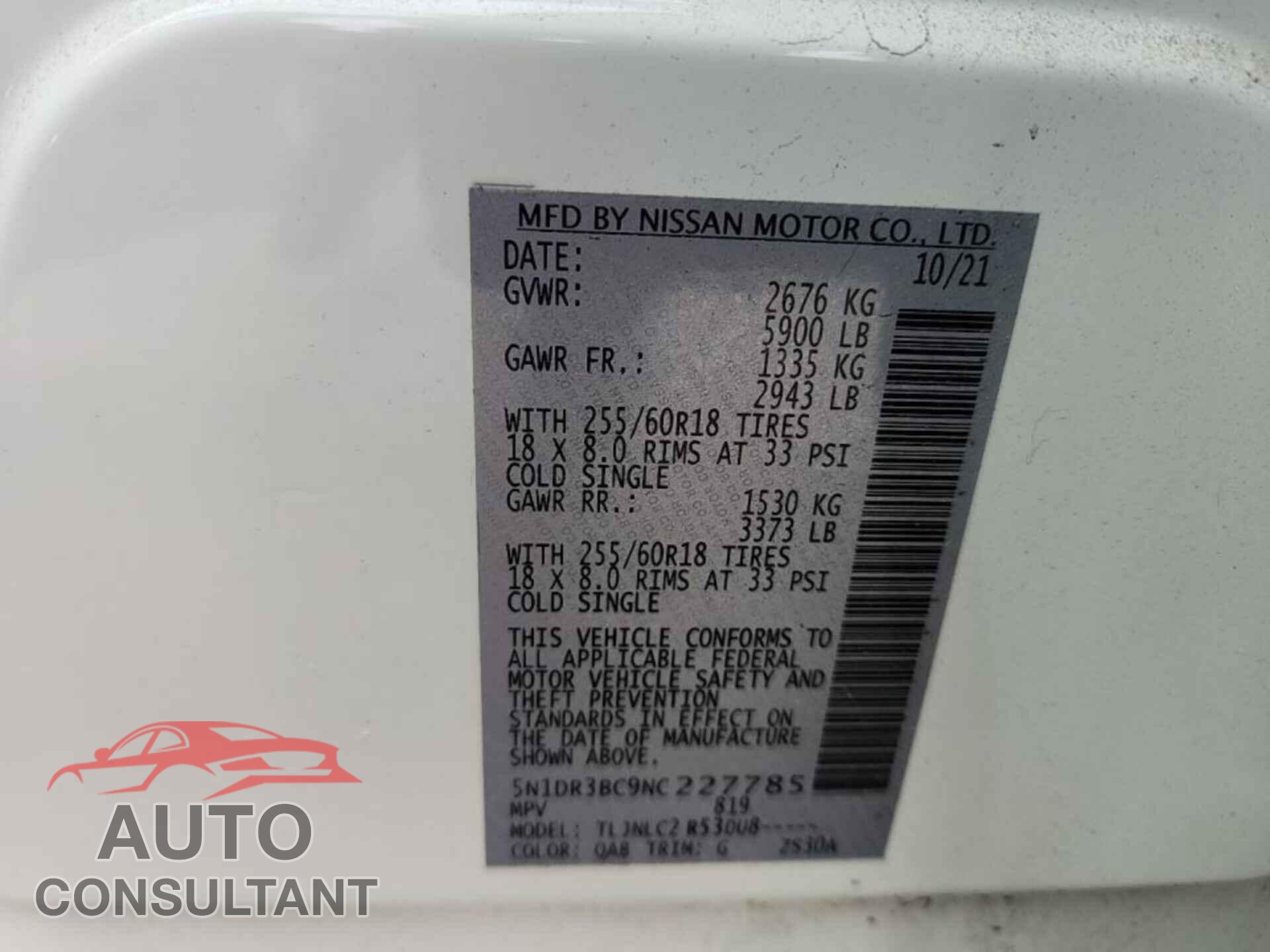 NISSAN PATHFINDER 2022 - 5N1DR3BC9NC227785