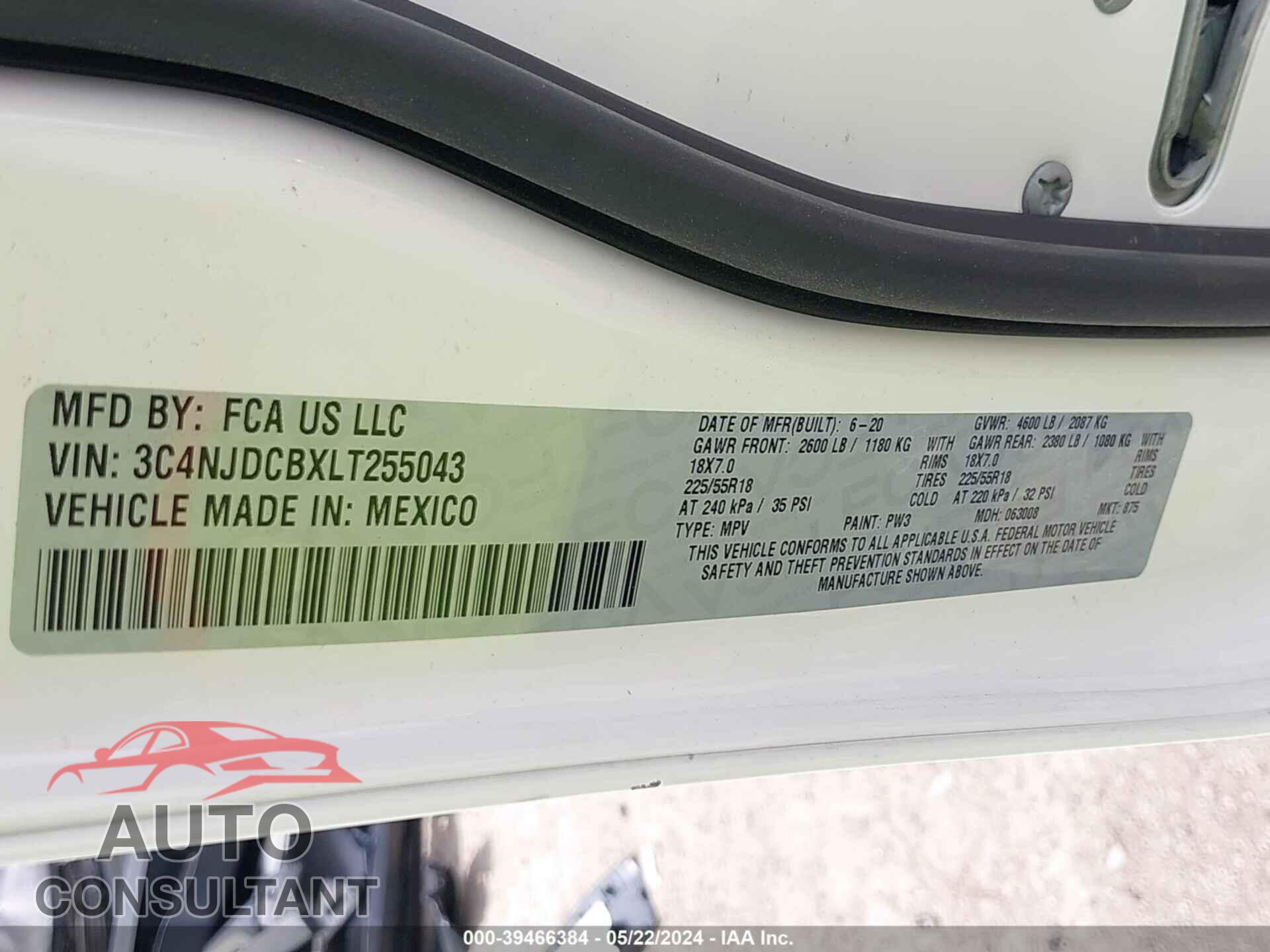 JEEP COMPASS 2020 - 3C4NJDCBXLT255043