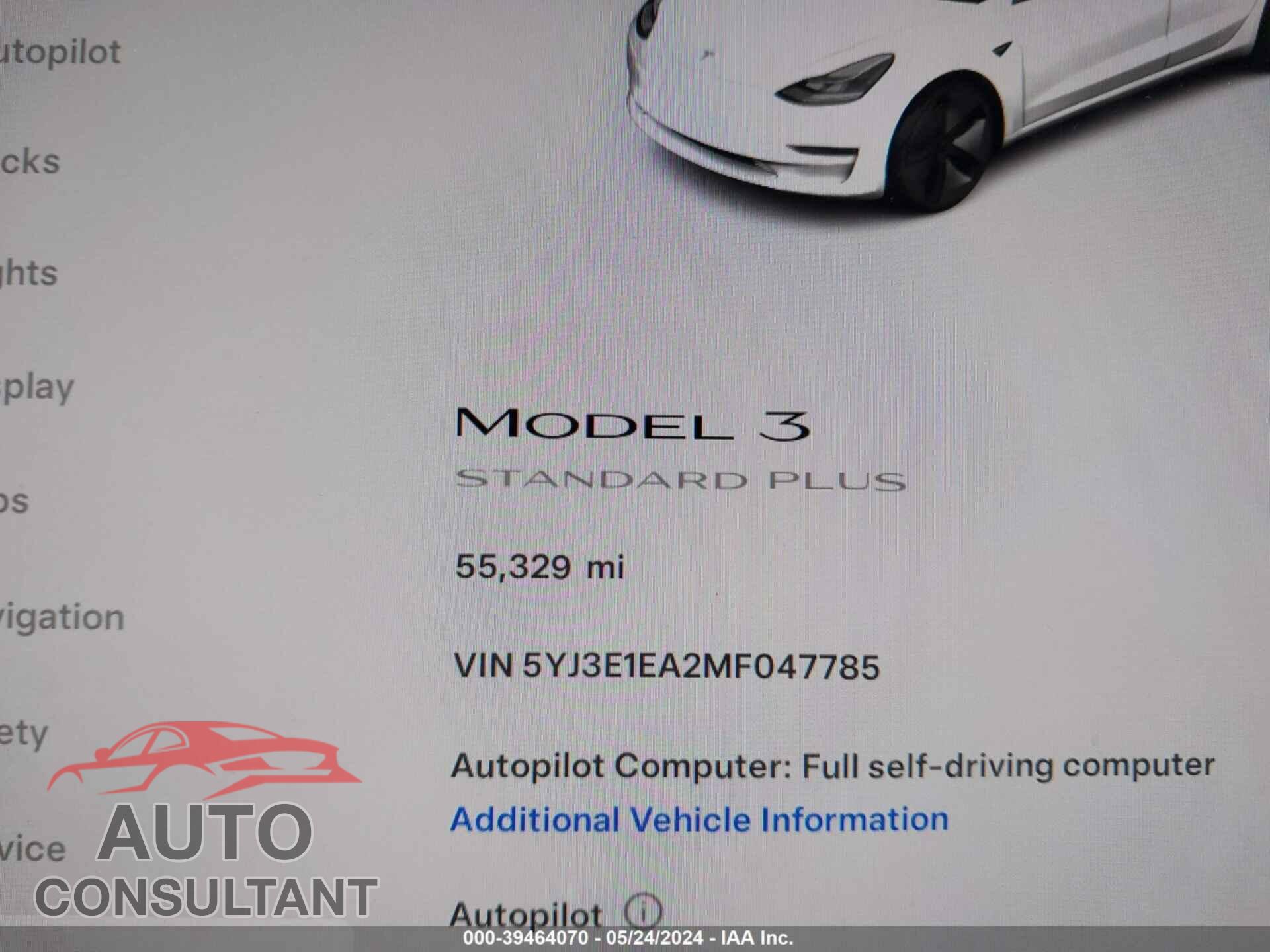 TESLA MODEL 3 2021 - 5YJ3E1EA2MF047785