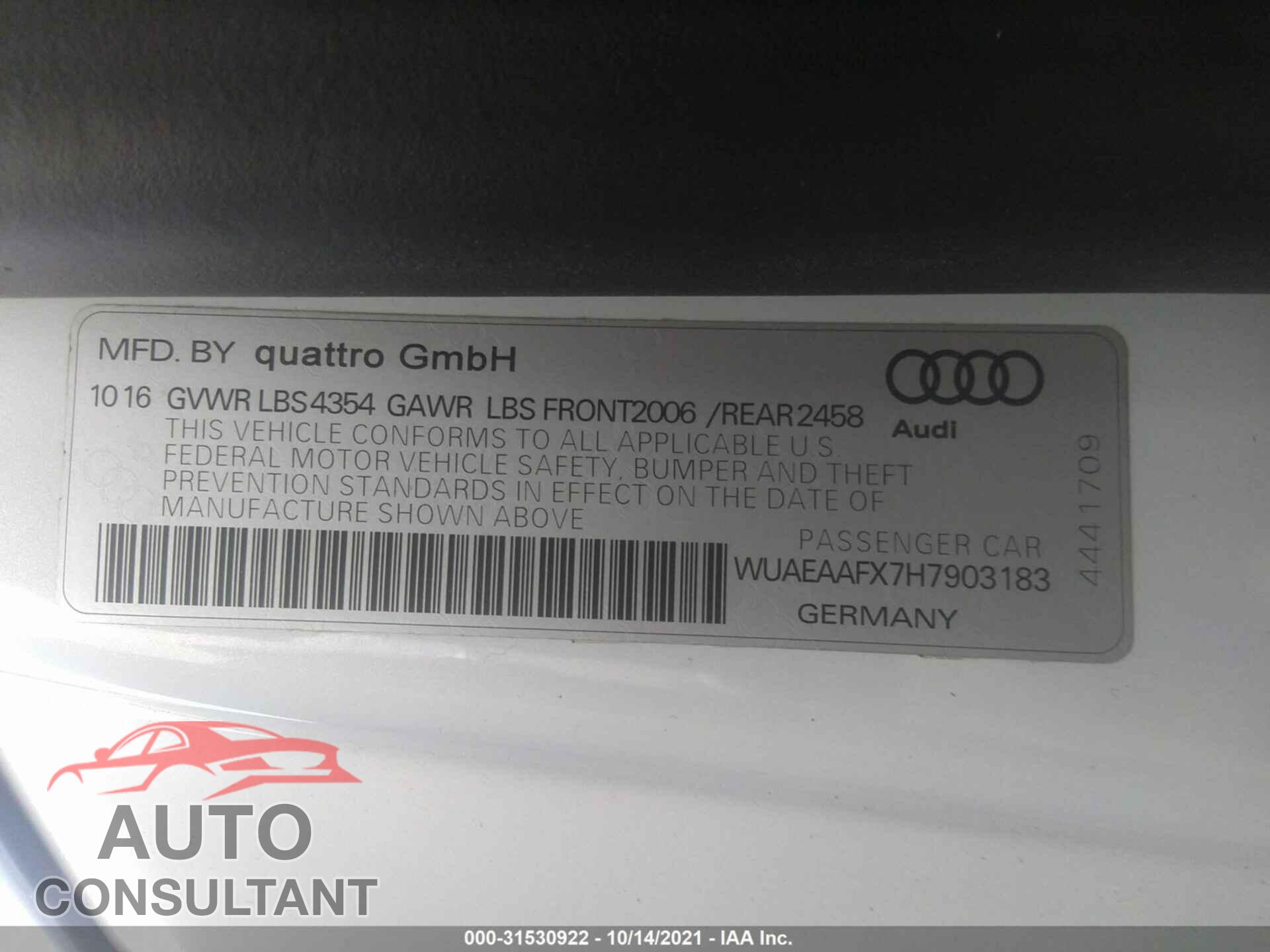 AUDI R8 2017 - WUAEAAFX7H7903183