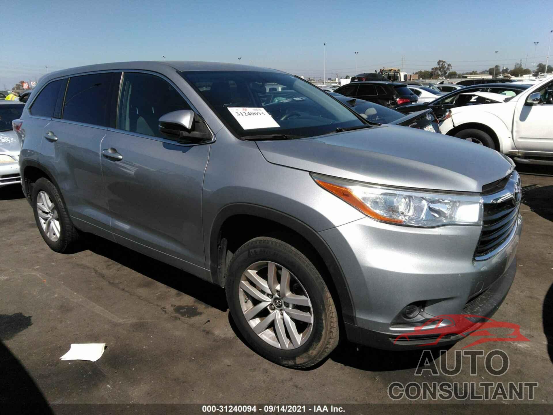 TOYOTA HIGHLANDER 2016 - 5TDZKRFHXGS155357
