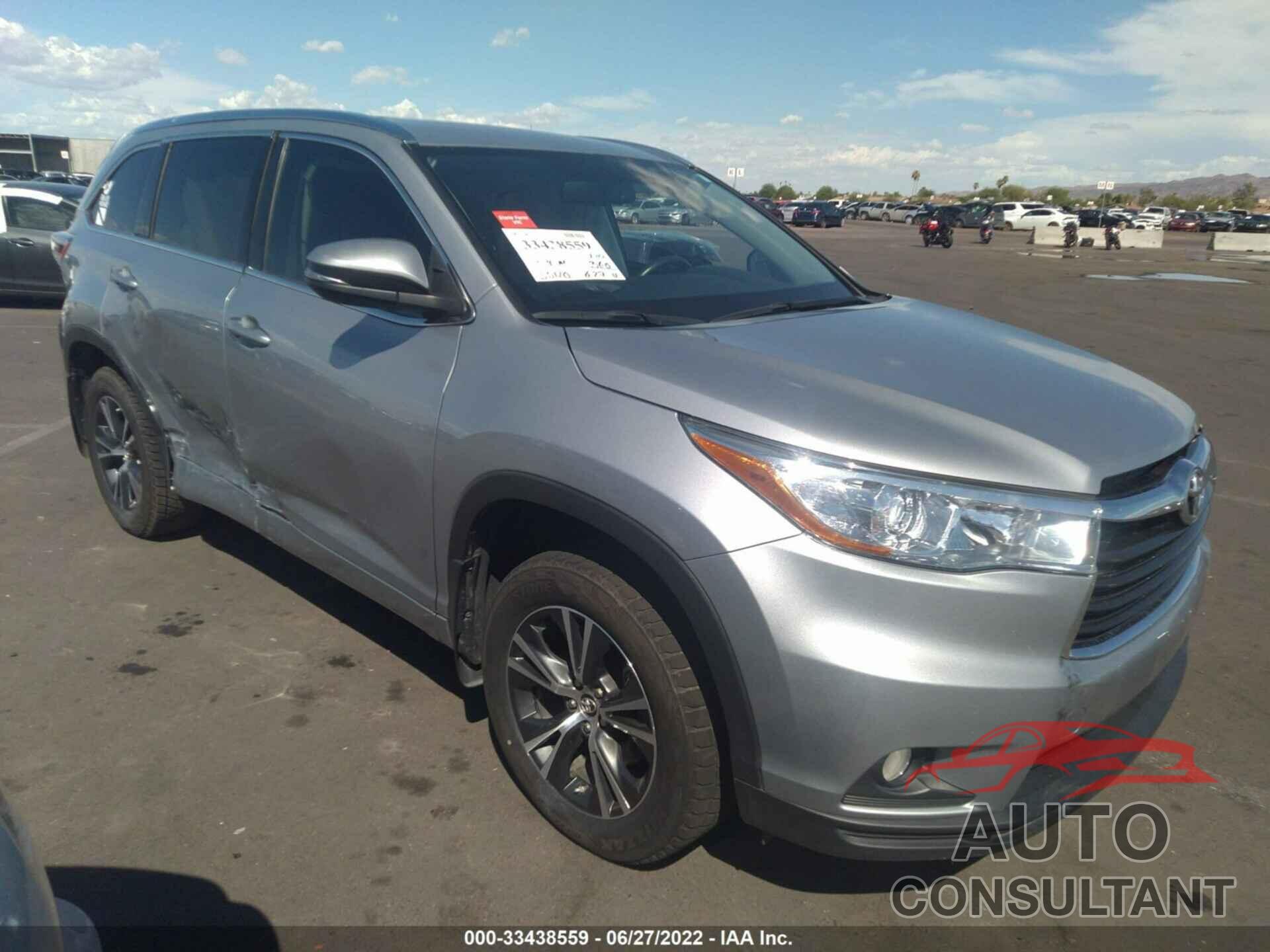 TOYOTA HIGHLANDER 2016 - 5TDJKRFH9GS241336