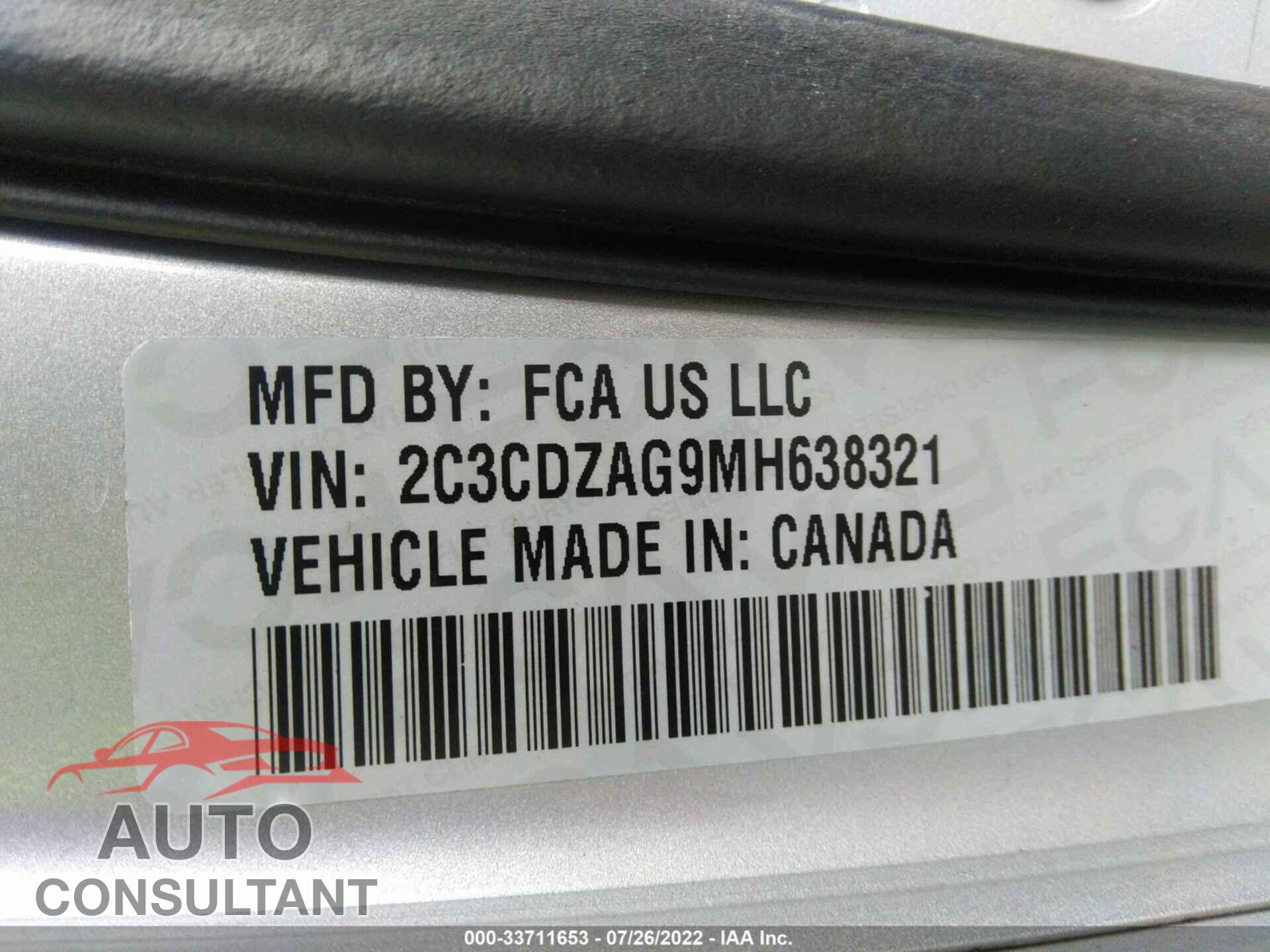DODGE CHALLENGER 2021 - 2C3CDZAG9MH638321