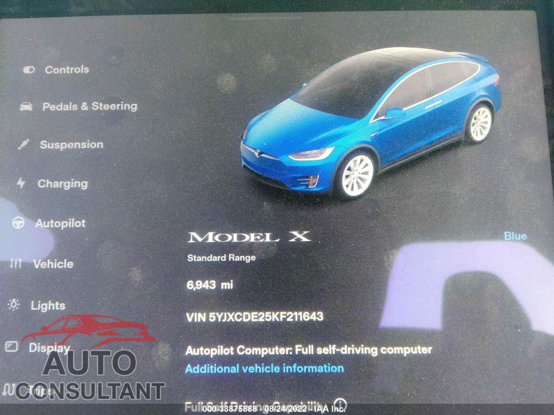 TESLA MODEL X 2019 - 5YJXCDE25KF211643