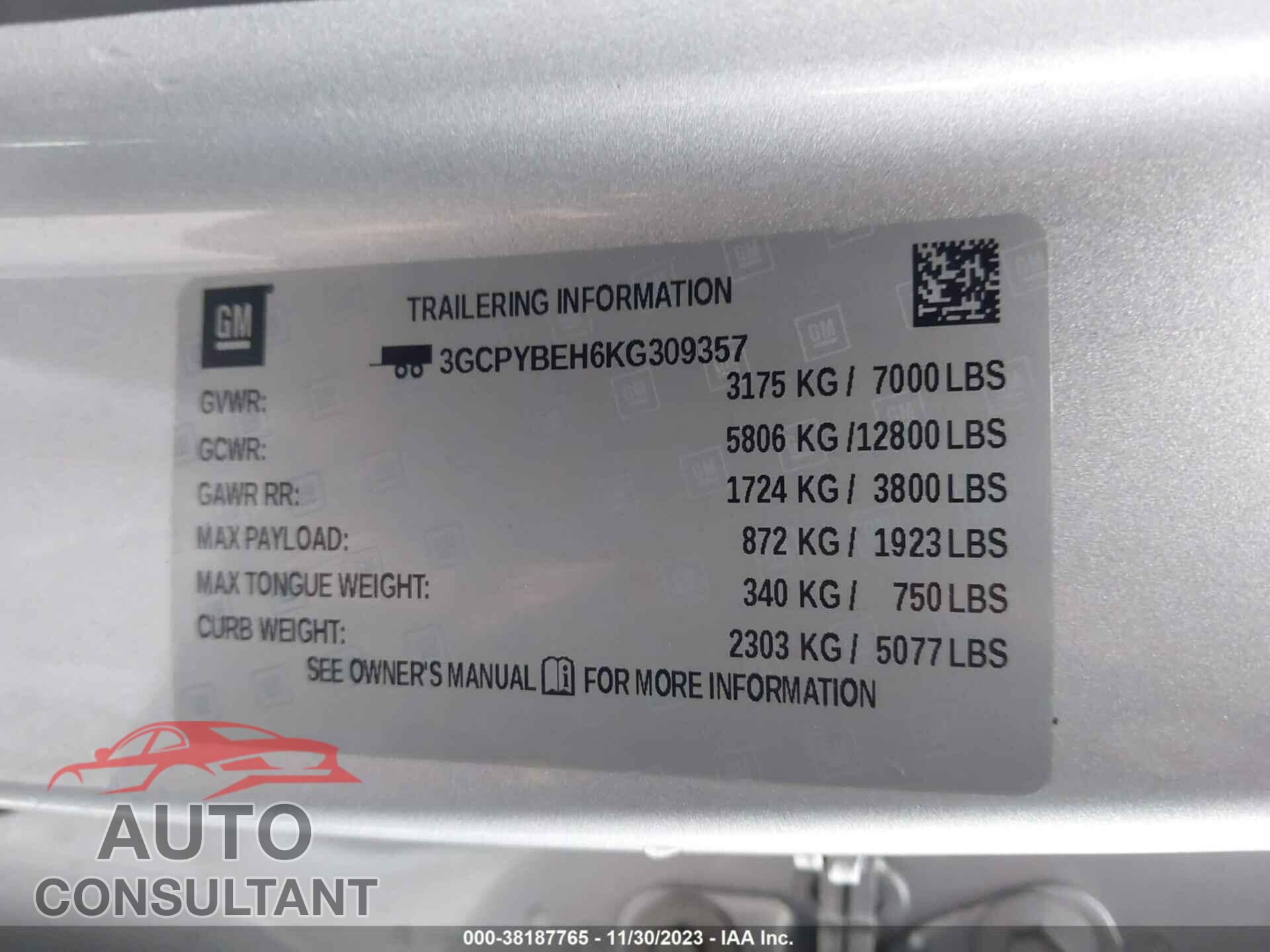 CHEVROLET SILVERADO 2019 - 3GCPYBEH6KG309357