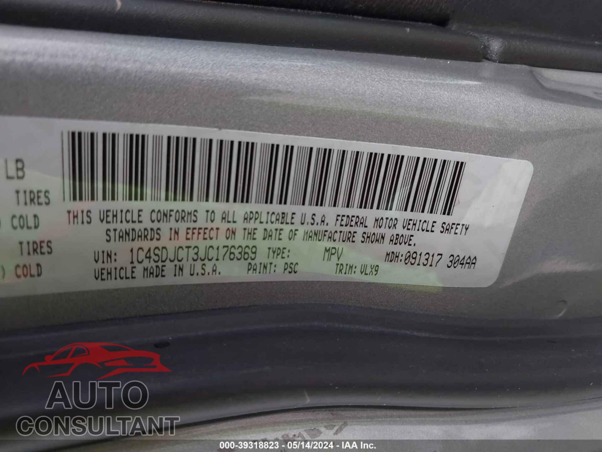 DODGE DURANGO 2018 - 1C4SDJCT3JC176369