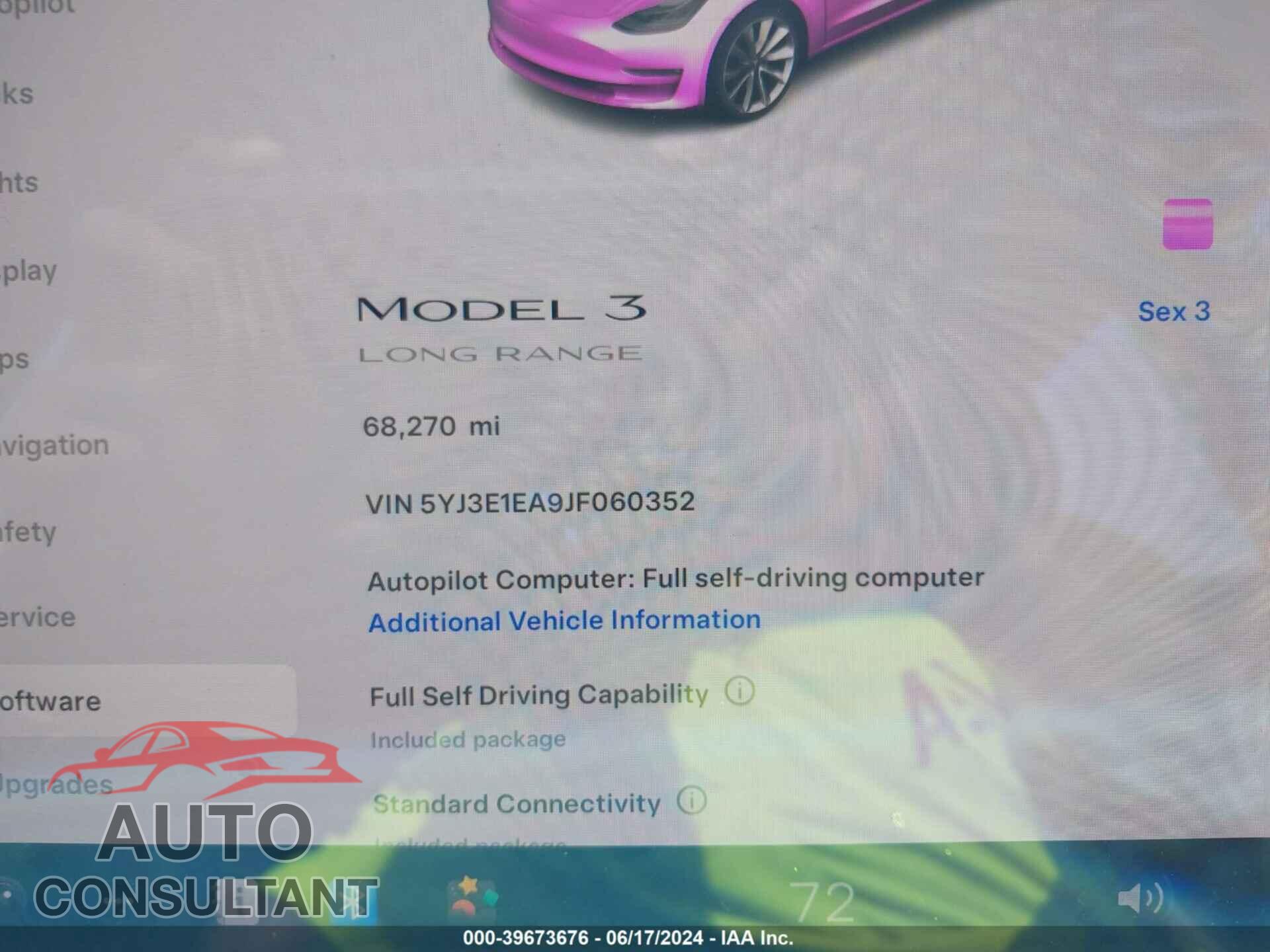 TESLA MODEL 3 2018 - 5YJ3E1EA9JF060352