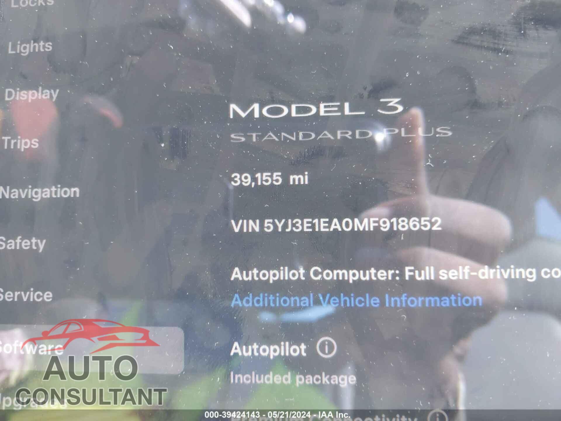 TESLA MODEL 3 2021 - 5YJ3E1EA0MF918652