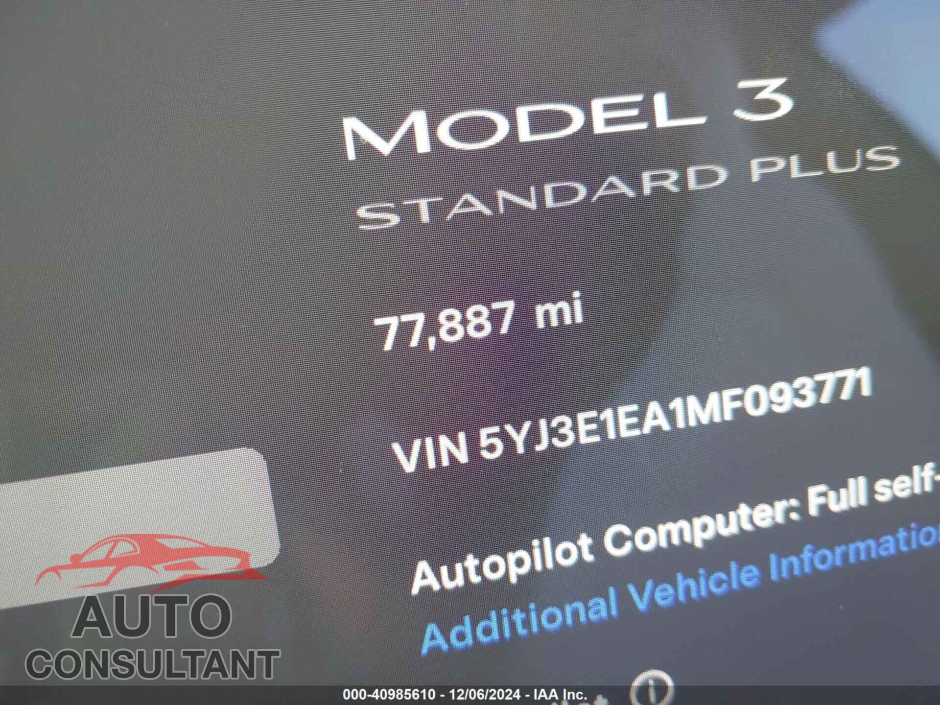 TESLA MODEL 3 2021 - 5YJ3E1EA1MF093771