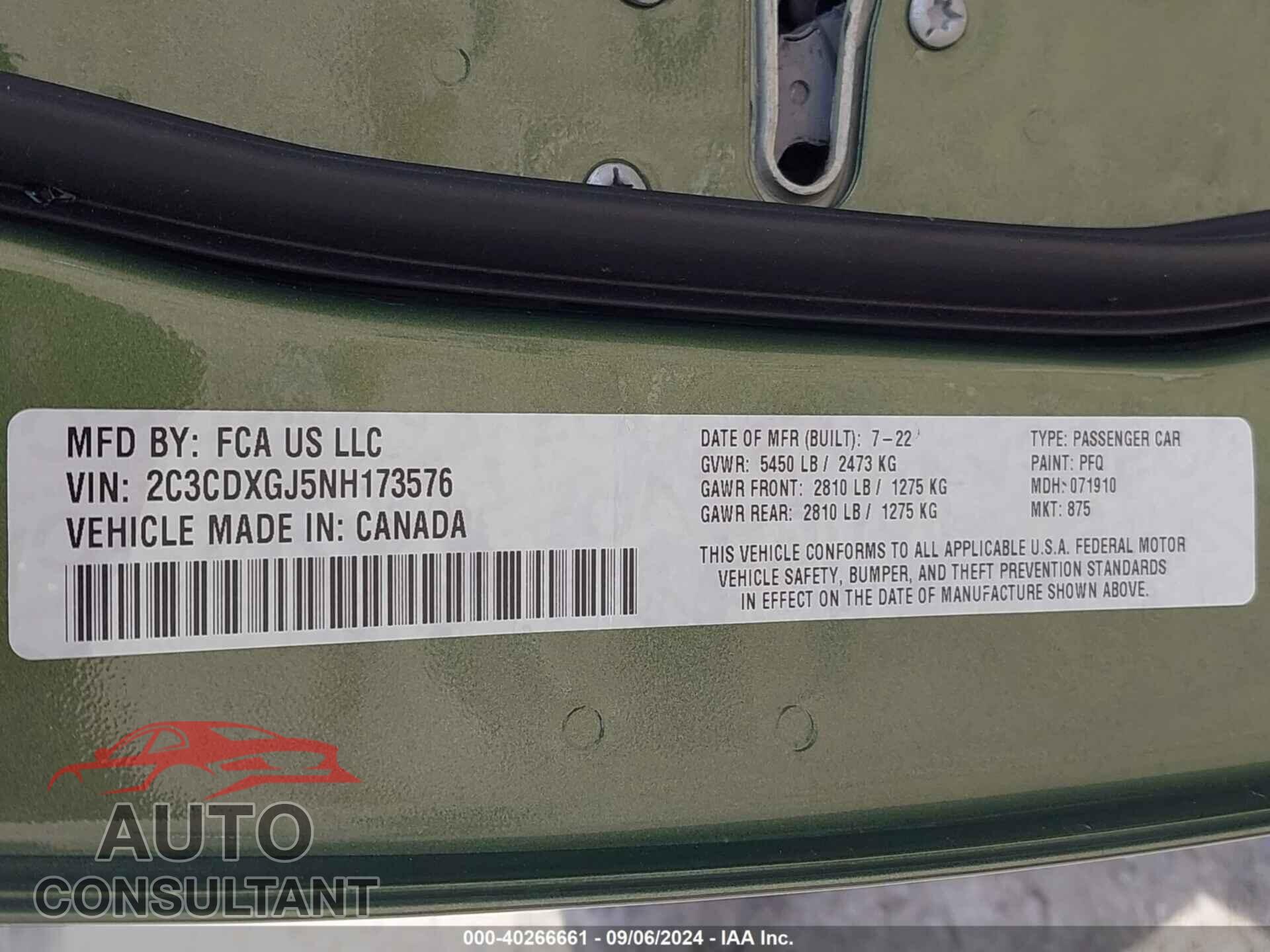 DODGE CHARGER 2022 - 2C3CDXGJ5NH173576