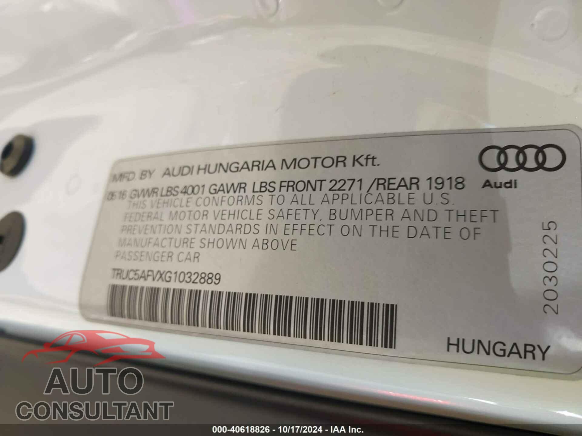 AUDI TT 2016 - TRUC5AFVXG1032889