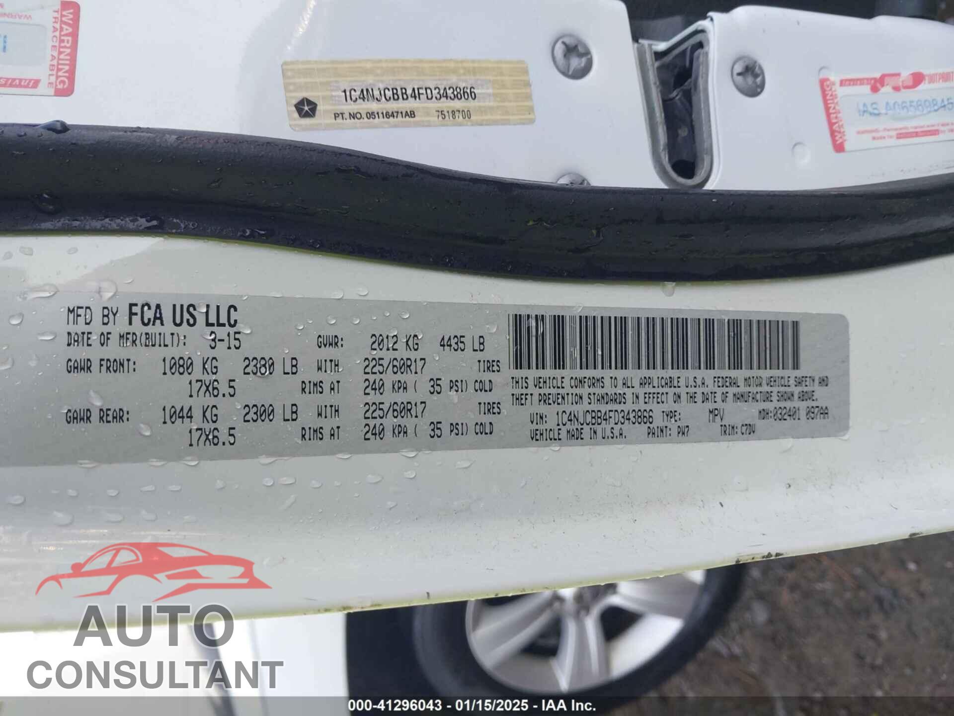 JEEP COMPASS 2015 - 1C4NJCBB4FD343866