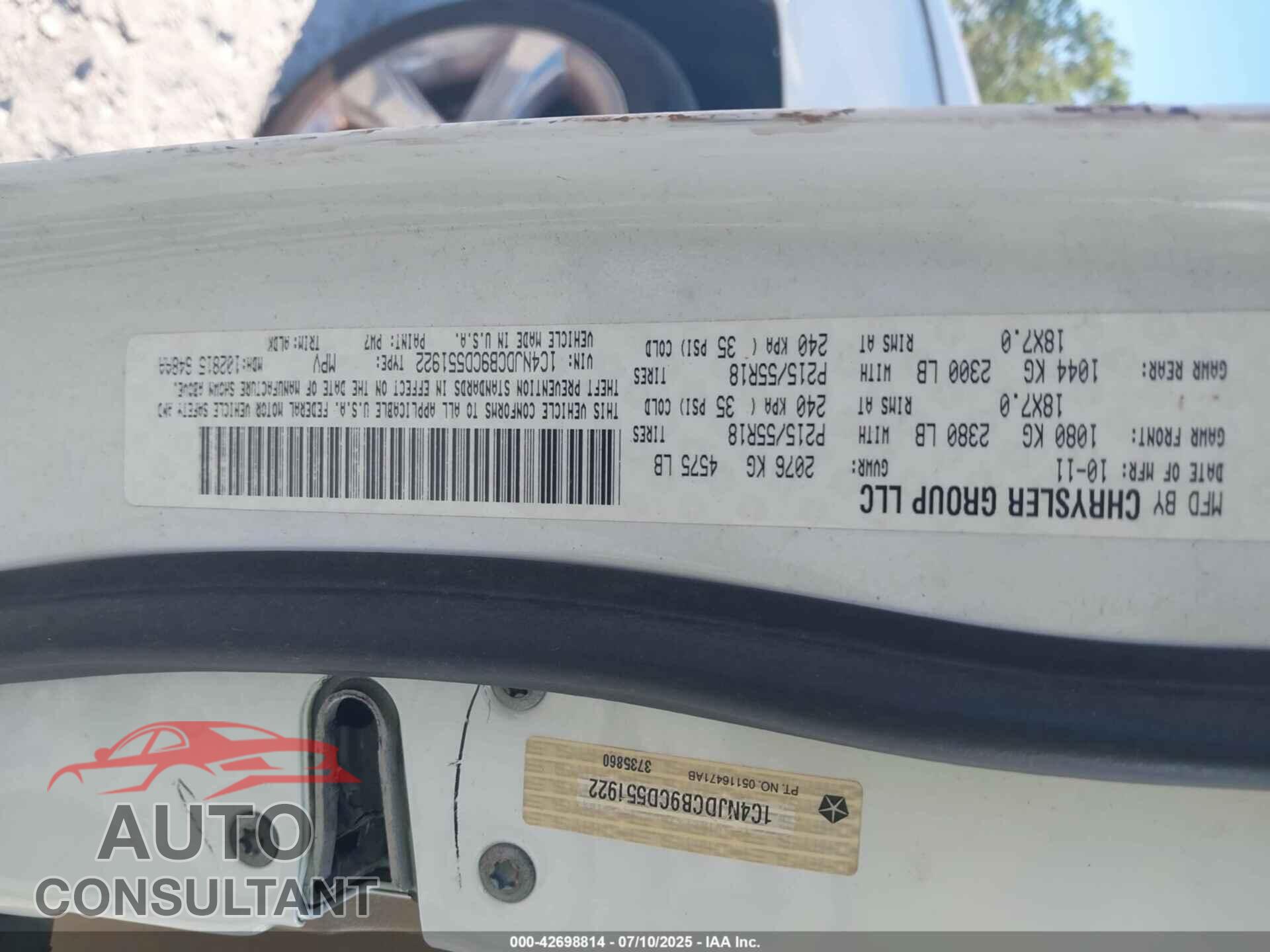 JEEP COMPASS 2012 - 1C4NJDCB9CD551922